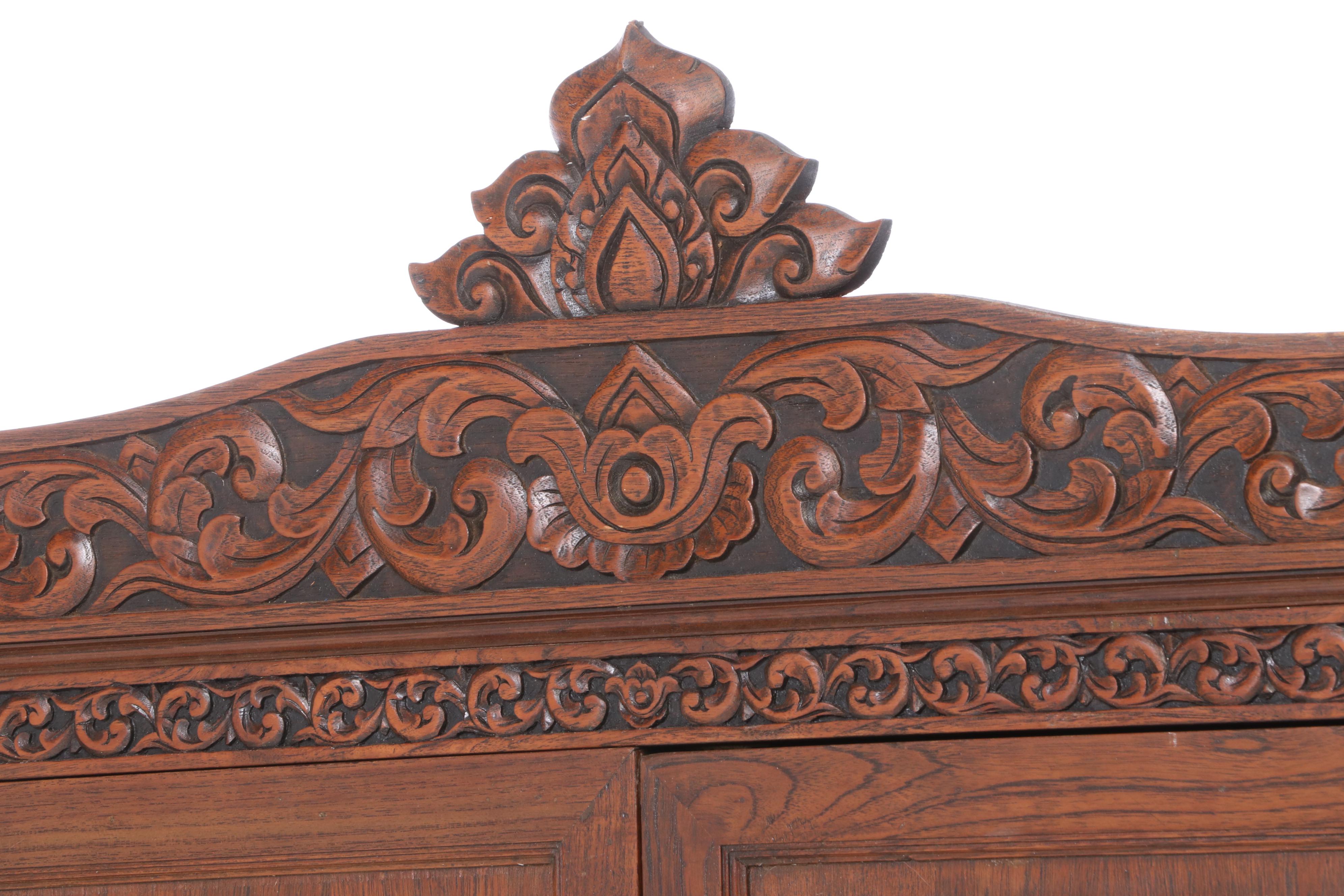 Carved Oak Wardrobe, Mid 20th Century