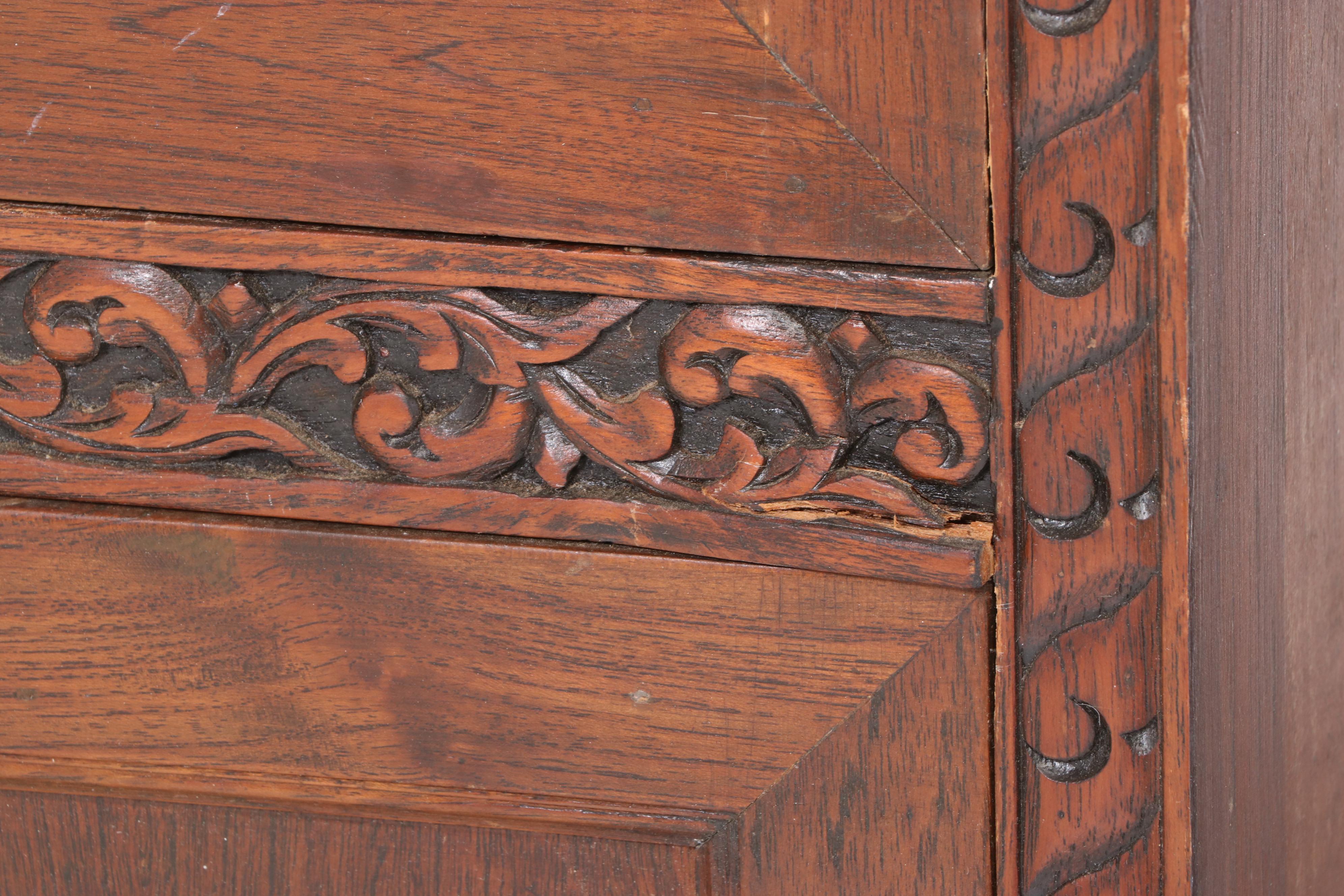 Carved Oak Wardrobe, Mid 20th Century
