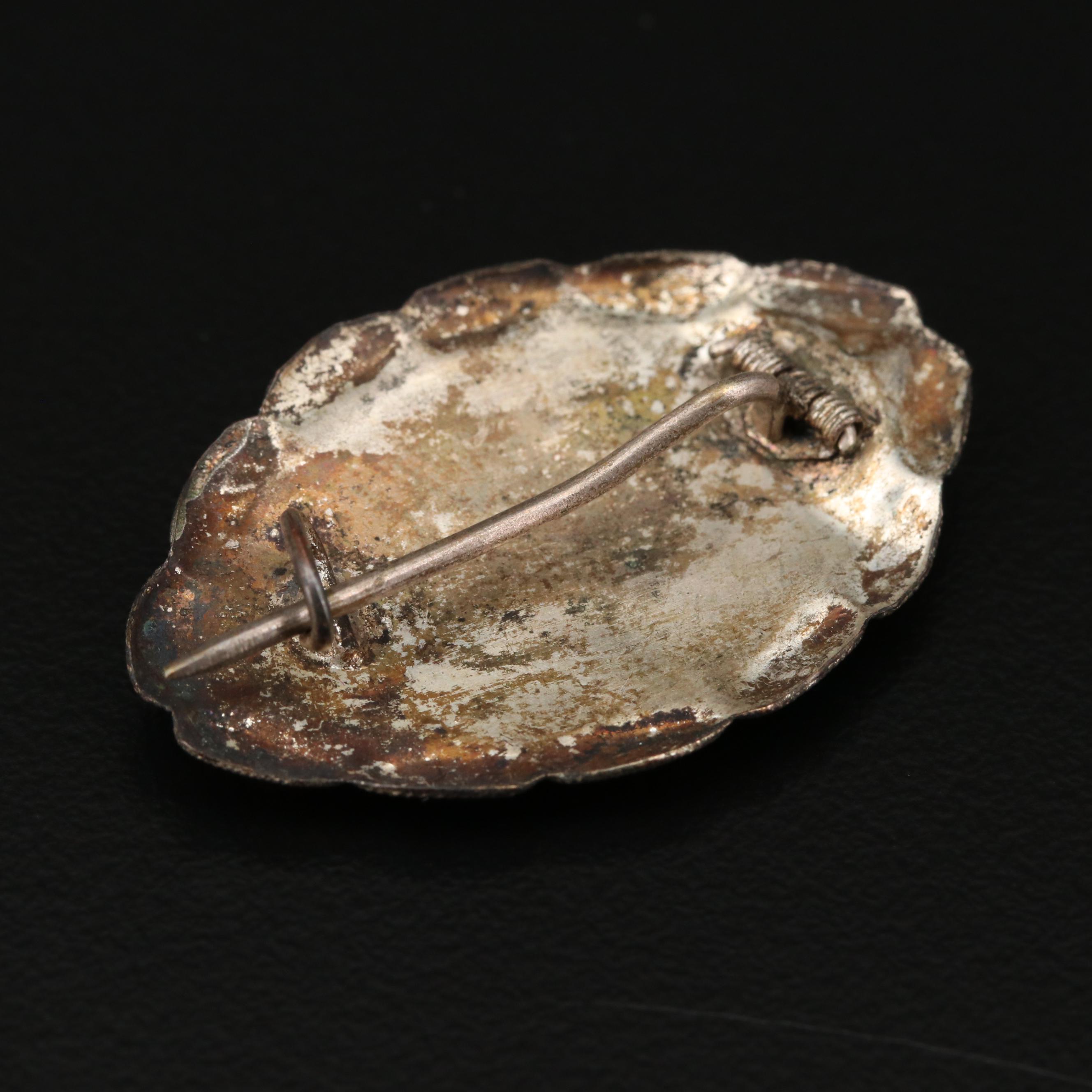 Antique Chinese Tian-tsiu and Enamel Brooch