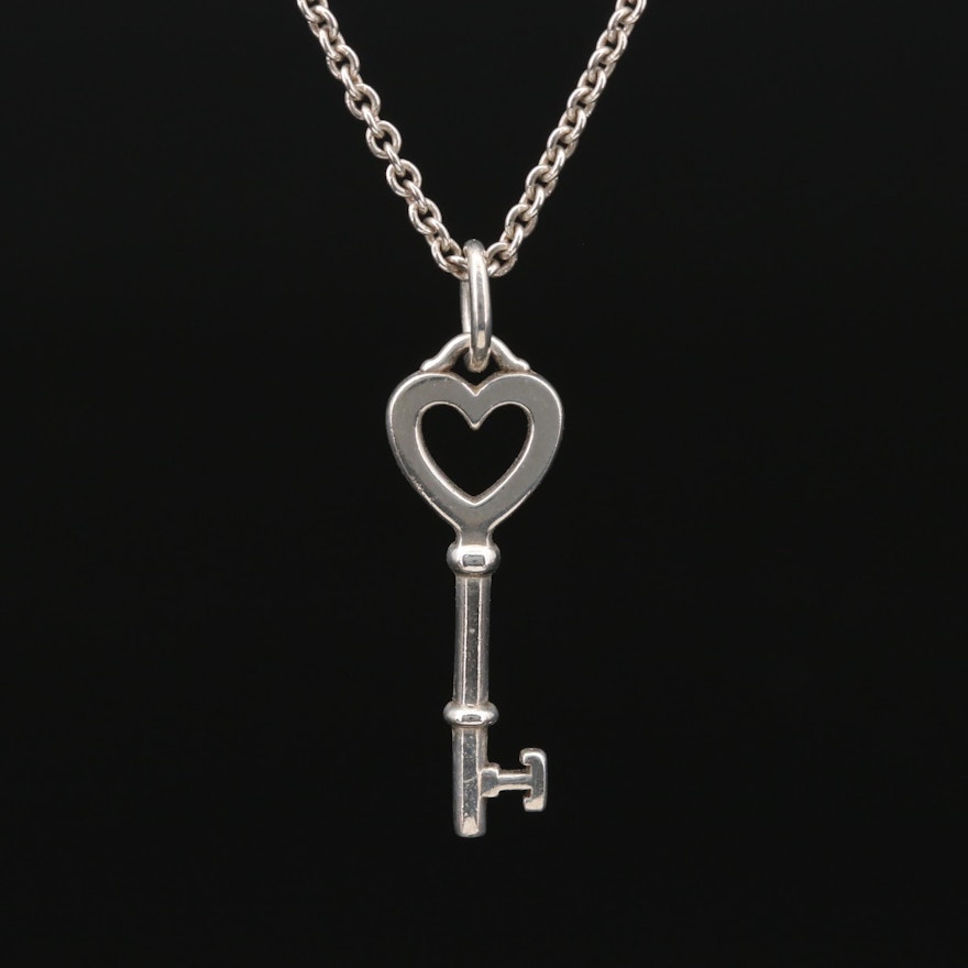 Tiffany & Co. Sterling Silver Key Pendant Necklace