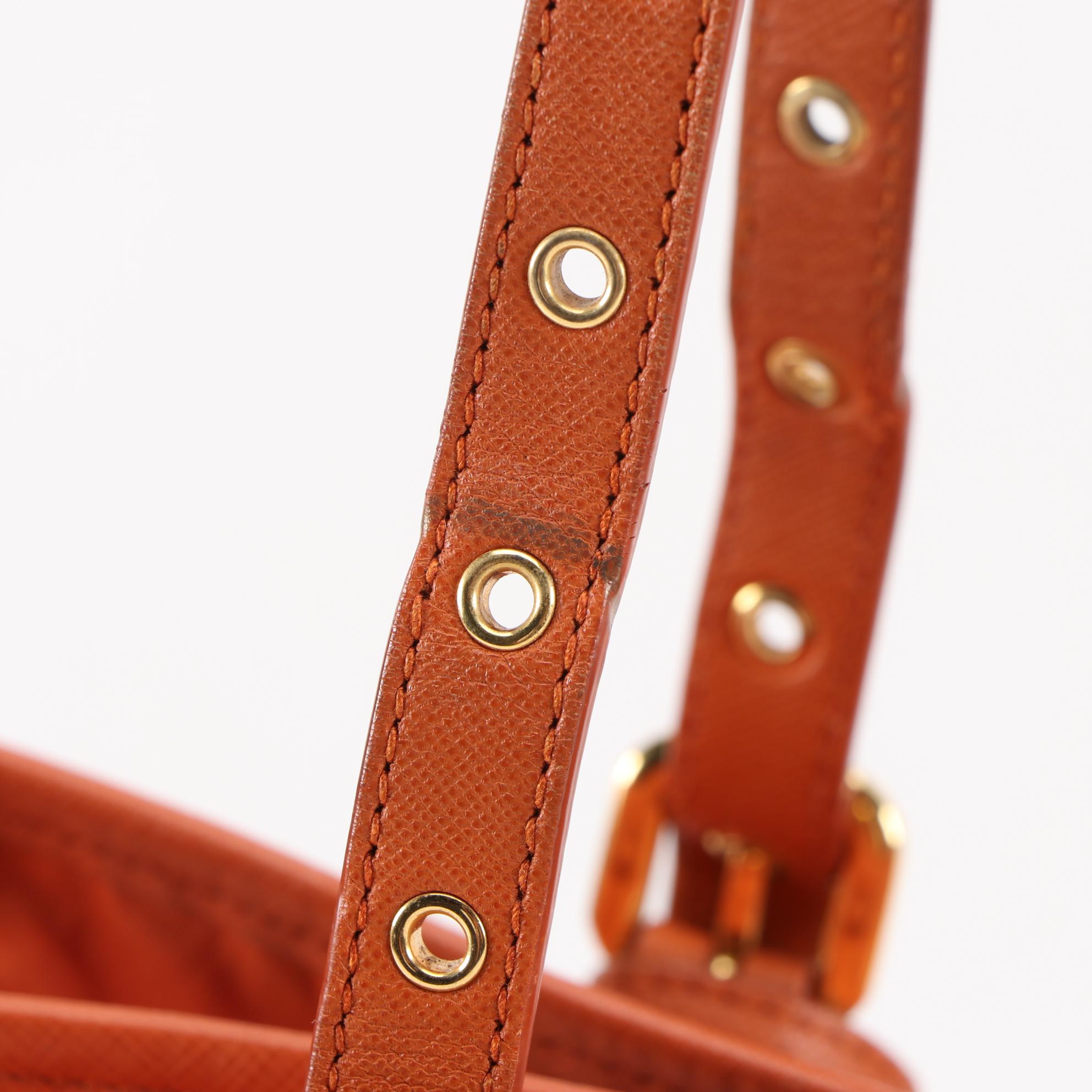 Prada Tote Bag in Papaya Tessuto Nylon and Saffiano Leather Trim