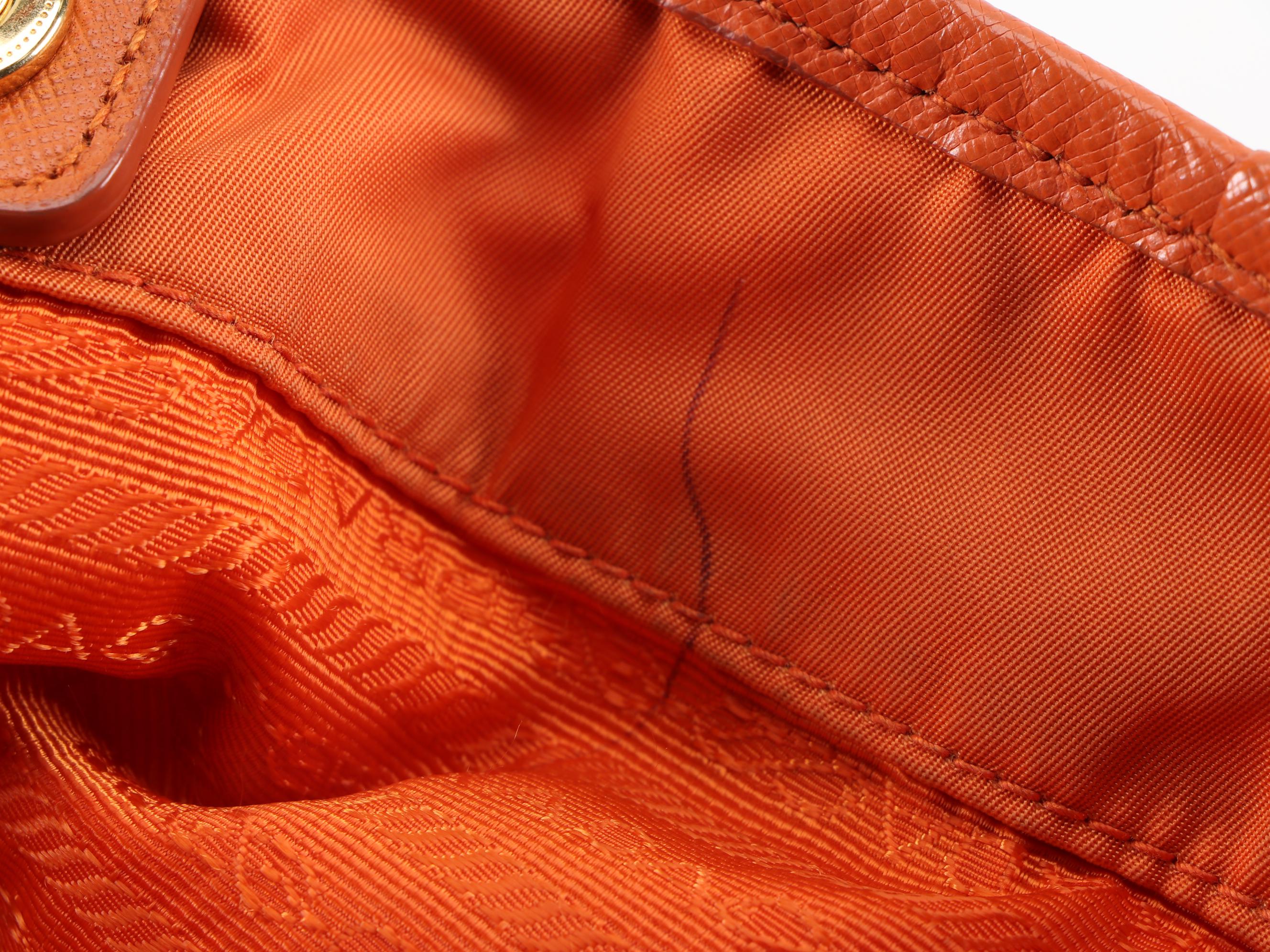 Prada Tote Bag in Papaya Tessuto Nylon and Saffiano Leather Trim