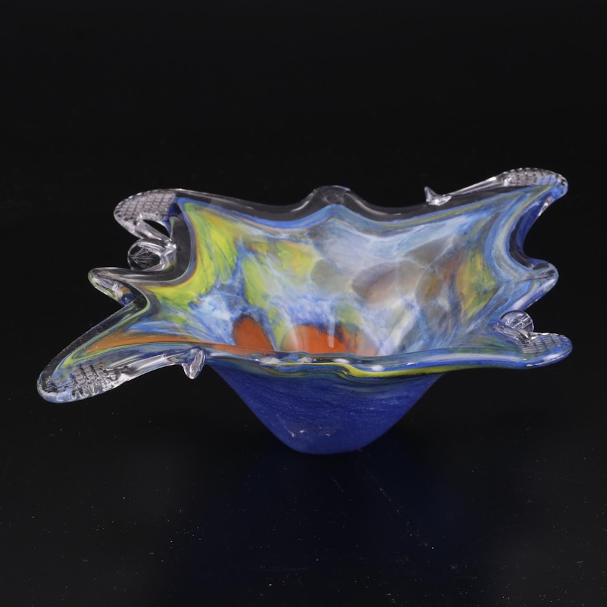 Multicolor Art Glass Decorative Bowl, Late 20th Century