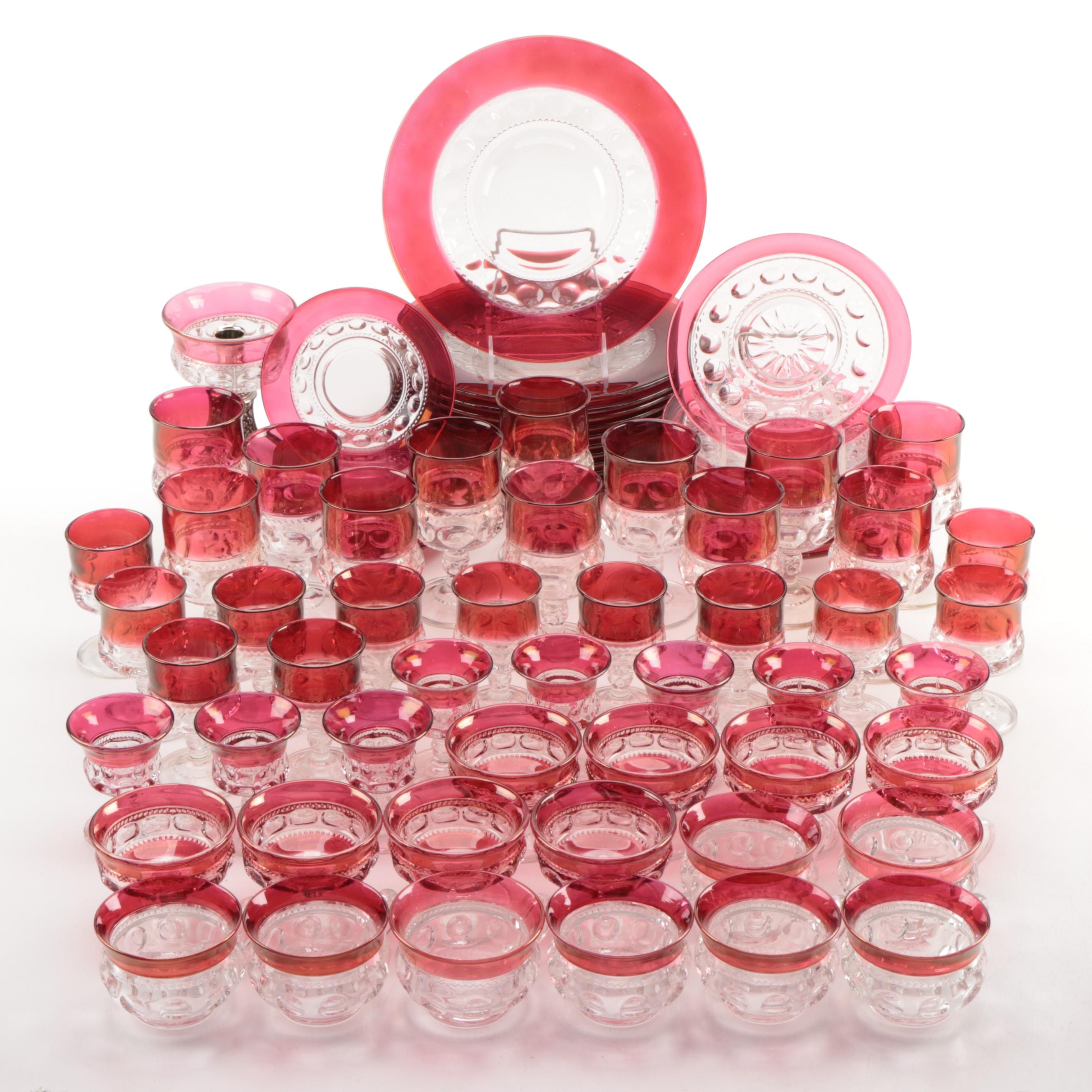 Tiffin-Franciscan "King's Crown" Ruby Flashed Dinnerware and Stemware