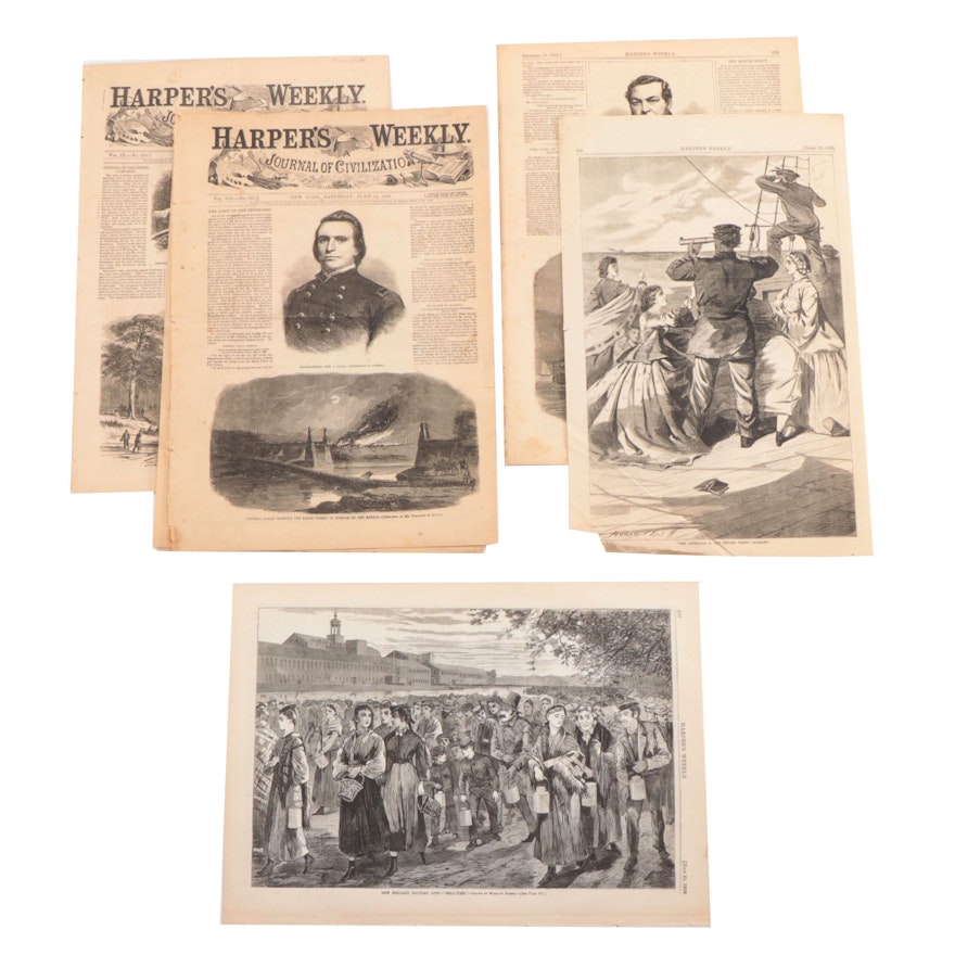 "Harper's Weekly" Single-Page Wood Engravings and More, 1860s