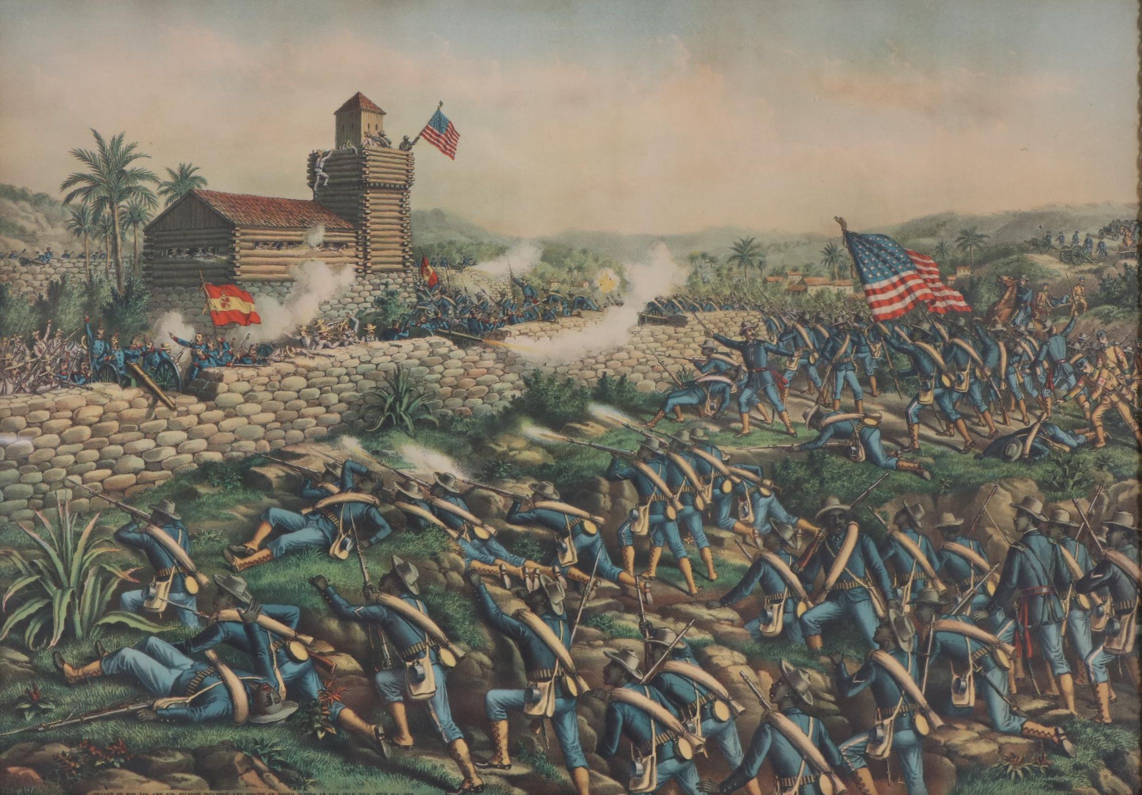Kurz & Allison Chromolithograph "Charge of the 24th and 25th Colored Infantry"