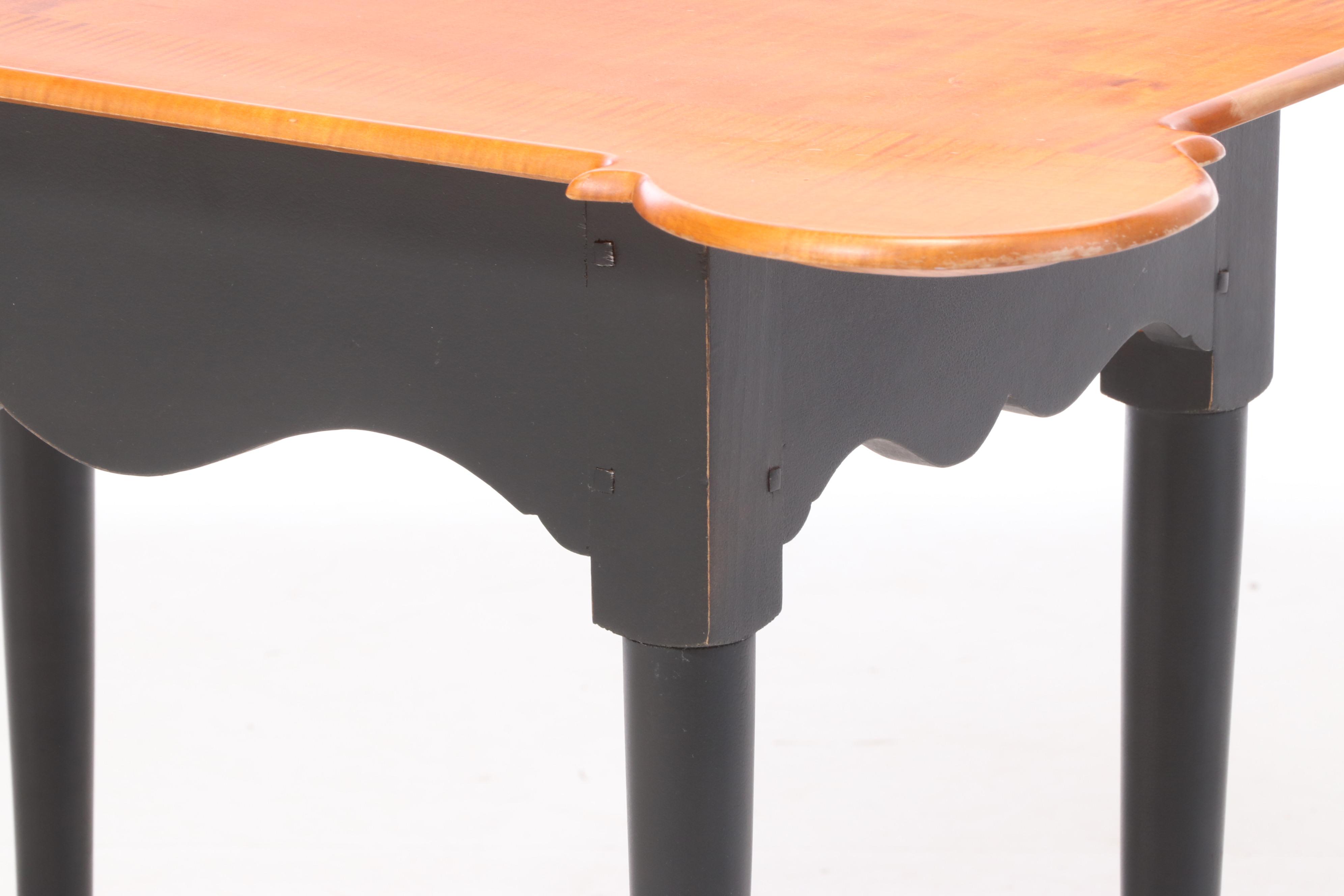 David T. Smith & Co. Parcel-Ebonized and Tiger Maple "Porringer Top" Side Table