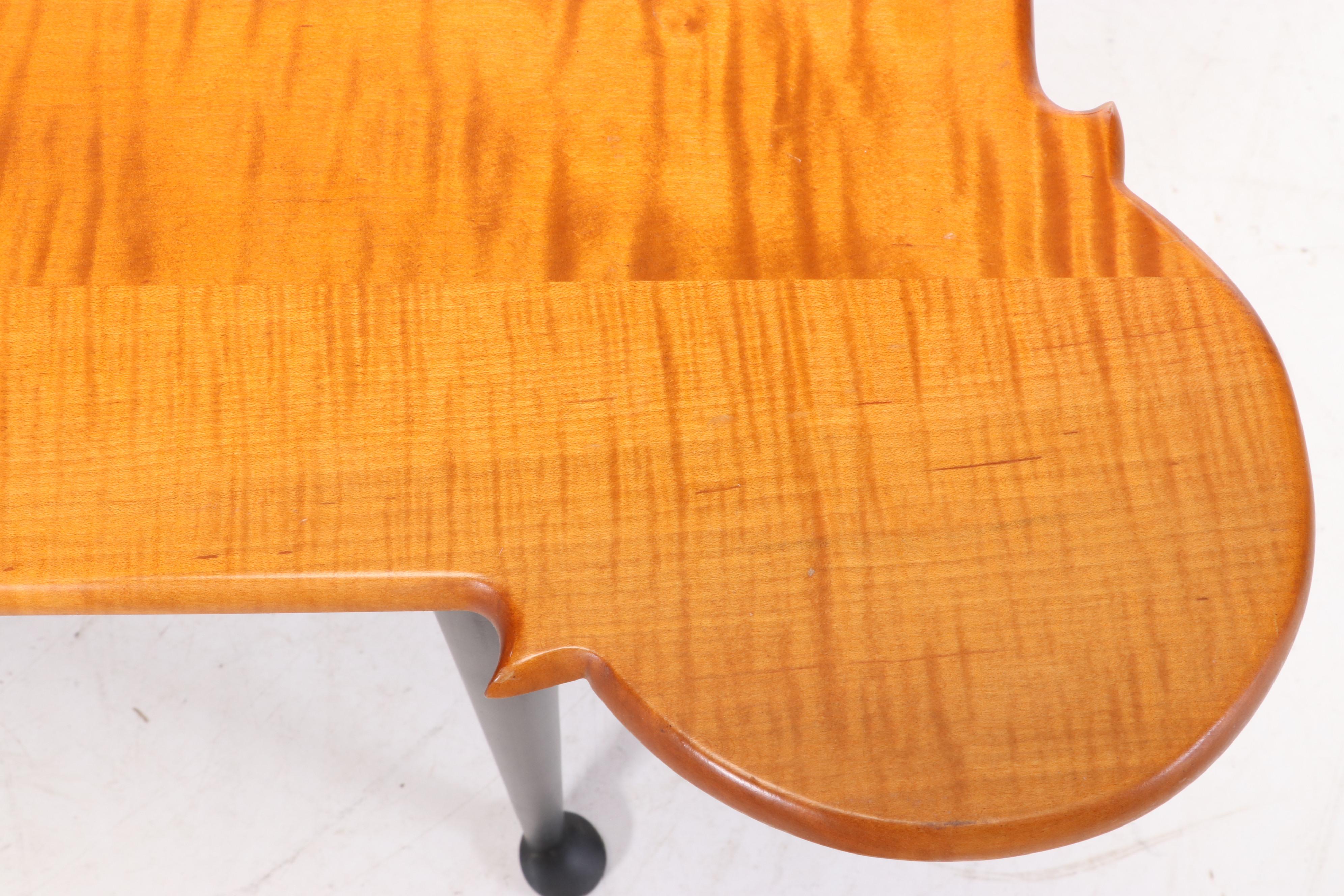 David T. Smith & Co. Parcel-Ebonized and Tiger Maple "Porringer Top" Side Table