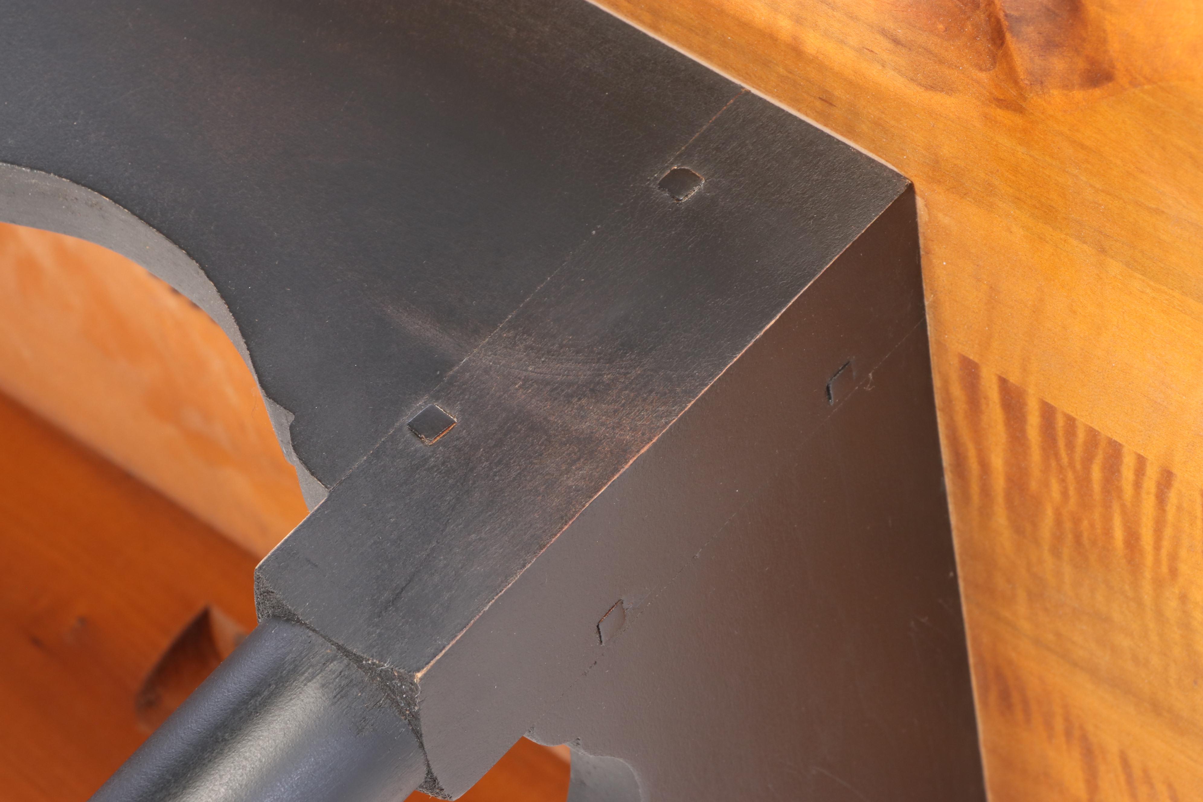 David T. Smith & Co. Parcel-Ebonized and Tiger Maple "Porringer Top" Side Table