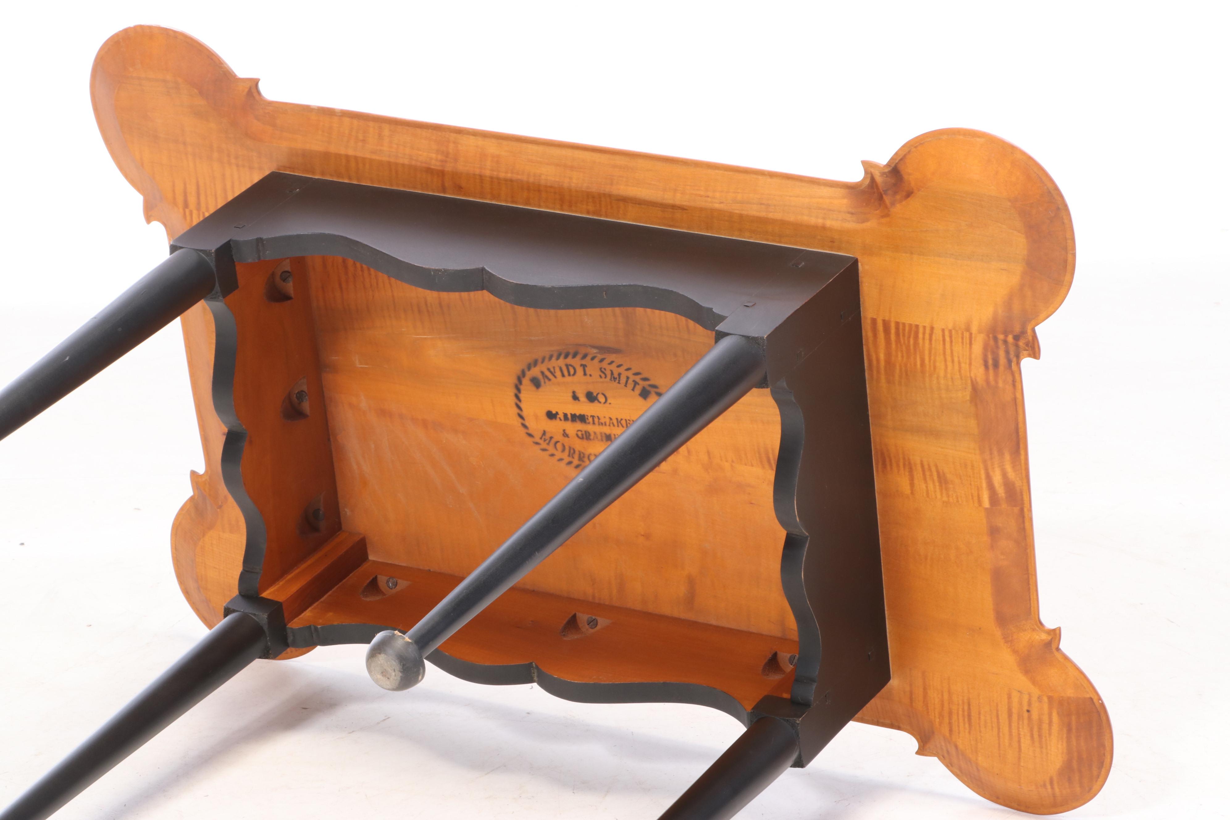 David T. Smith & Co. Parcel-Ebonized and Tiger Maple "Porringer Top" Side Table