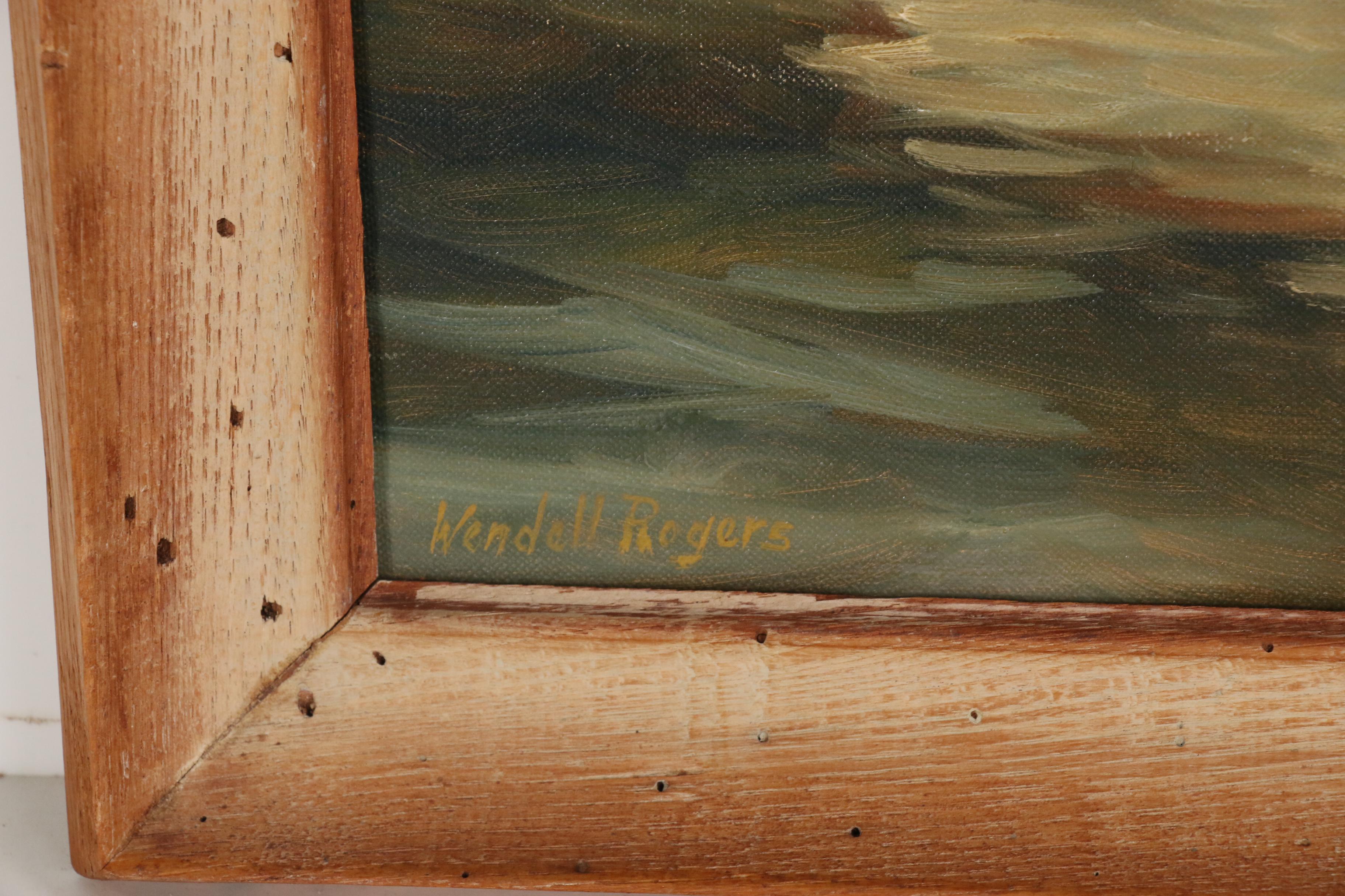 Wendell Rogers Harbor Scene Oil Painting, Mid 20th Century