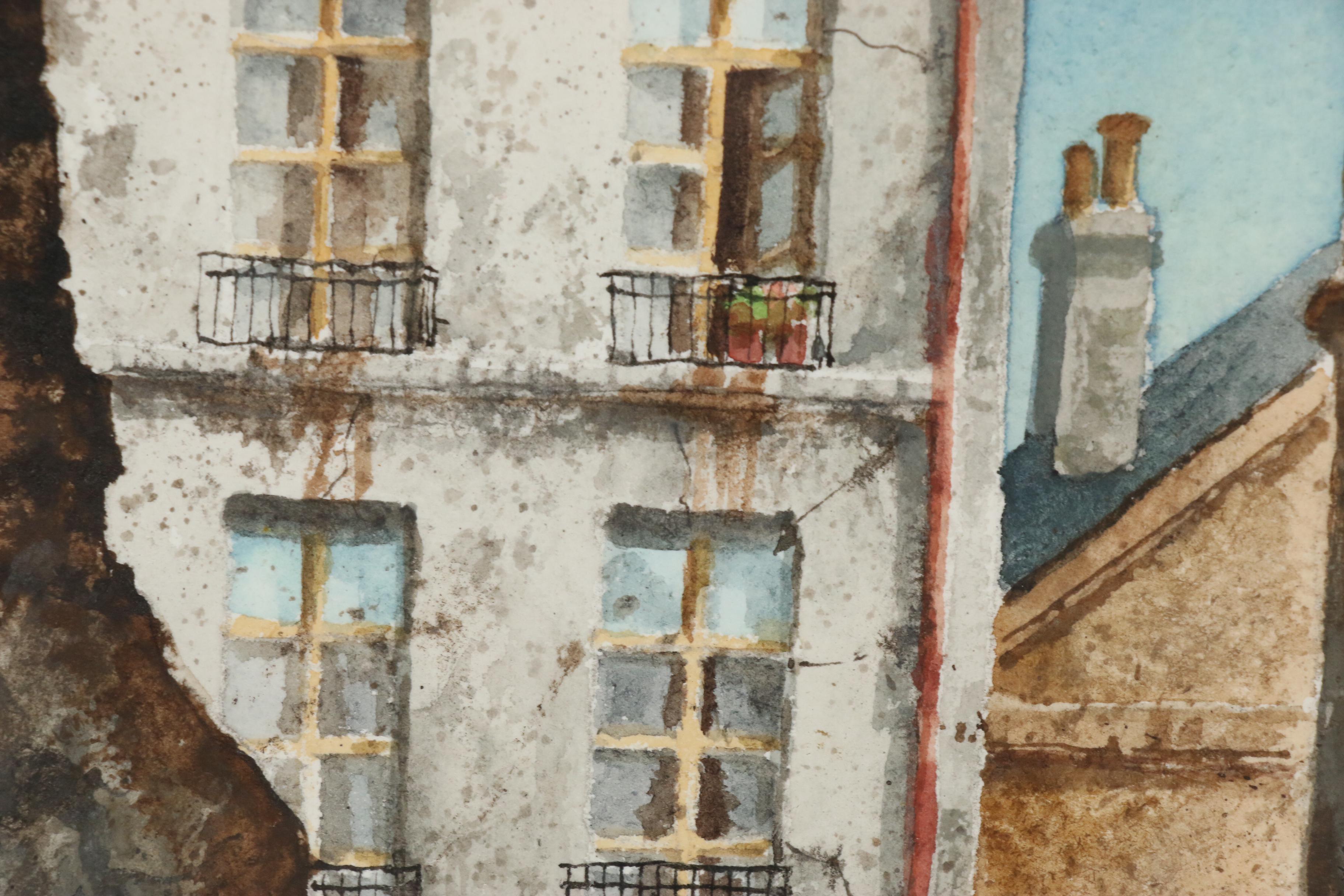 Henry Gasser Watercolor Painting "Old Paris Parking Lot"