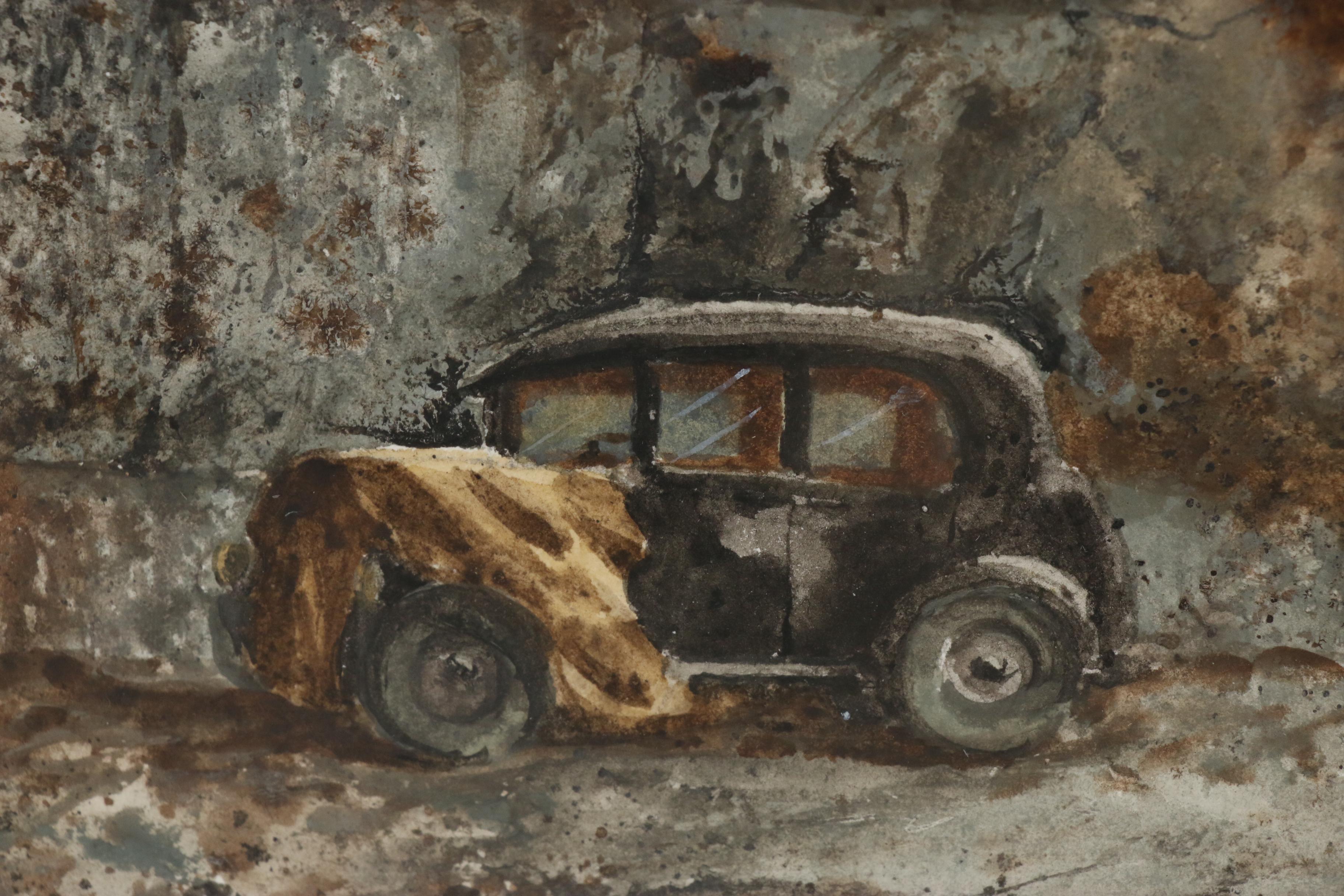 Henry Gasser Watercolor Painting "Old Paris Parking Lot"