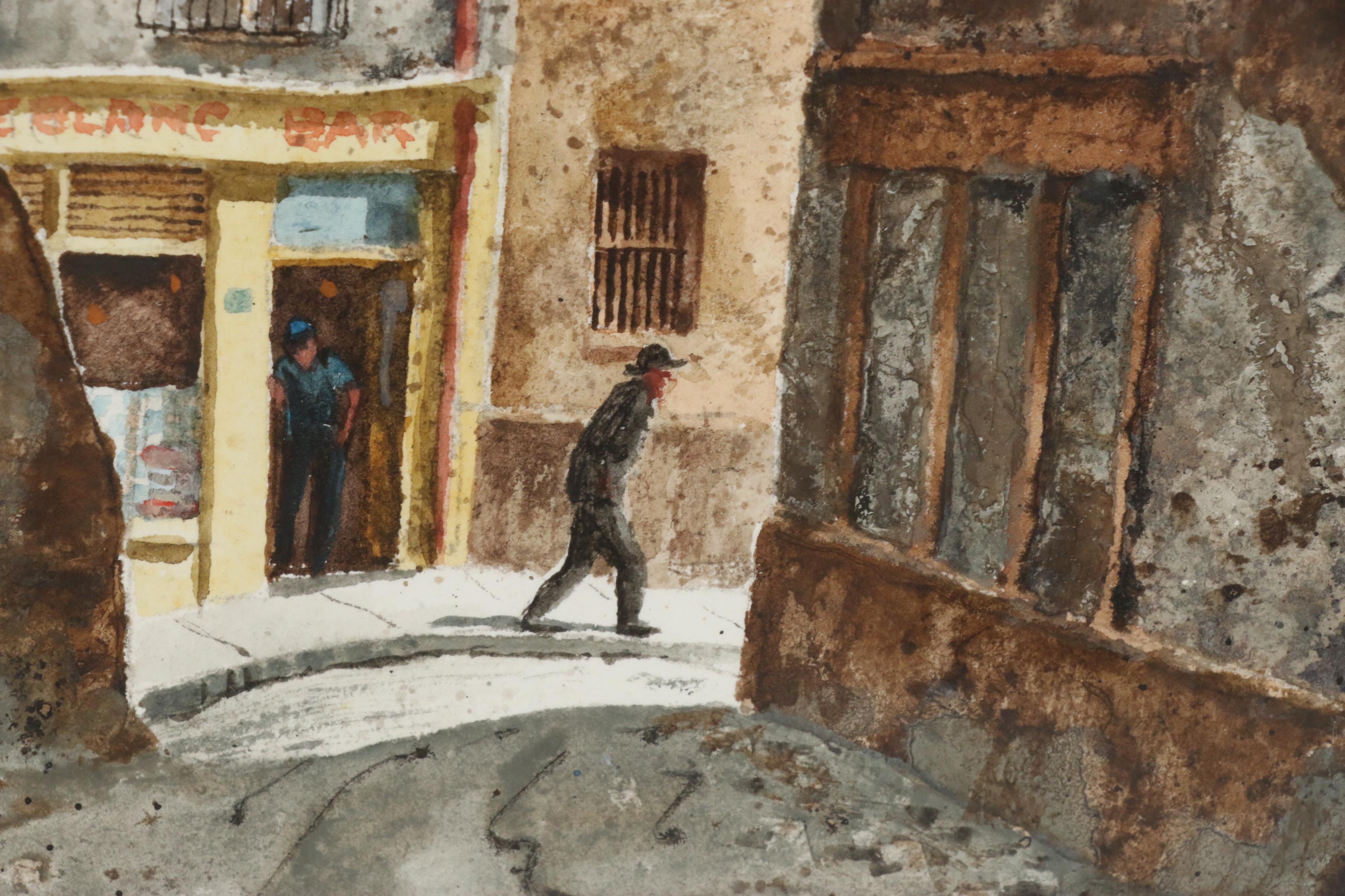 Henry Gasser Watercolor Painting "Old Paris Parking Lot"