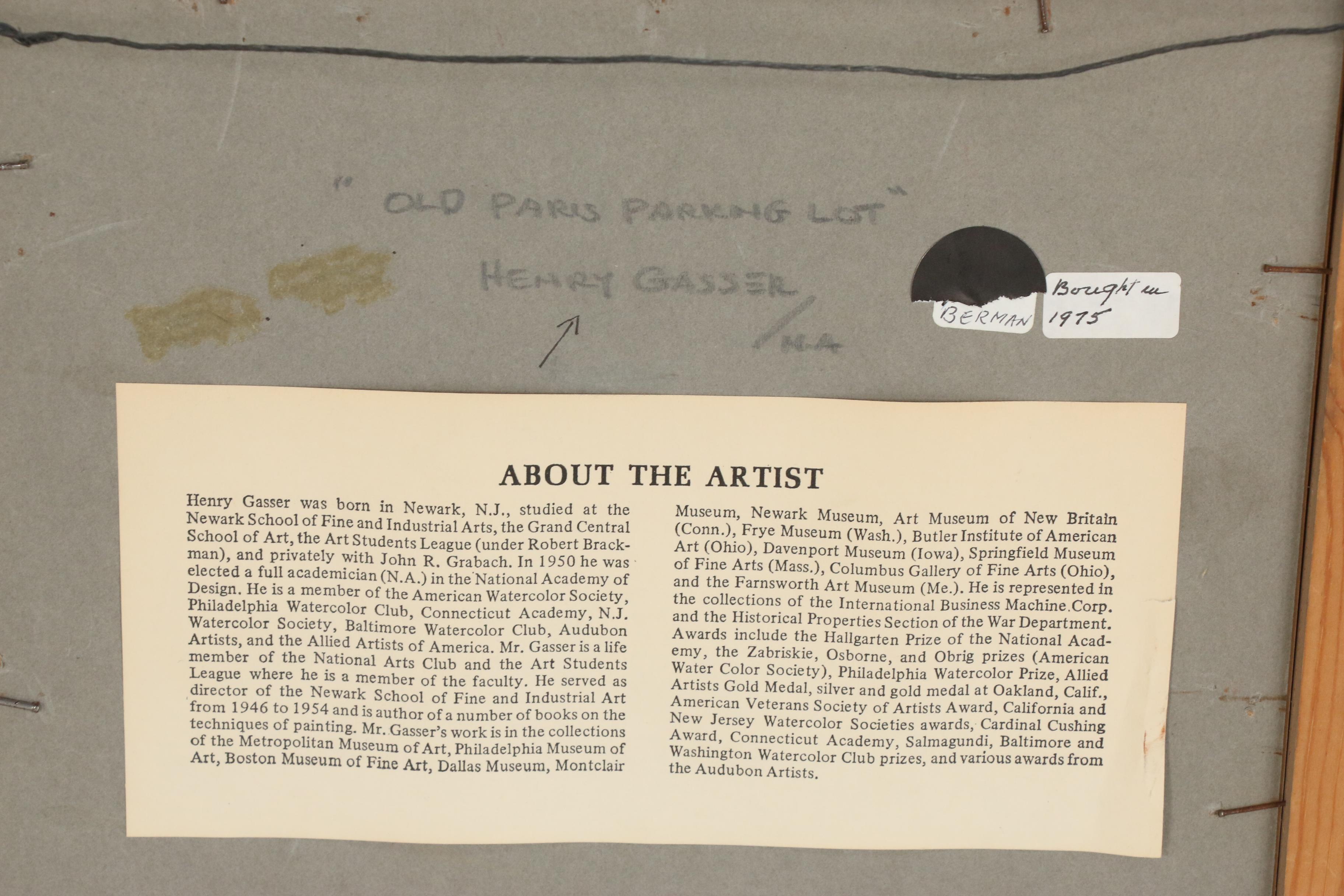 Henry Gasser Watercolor Painting "Old Paris Parking Lot"