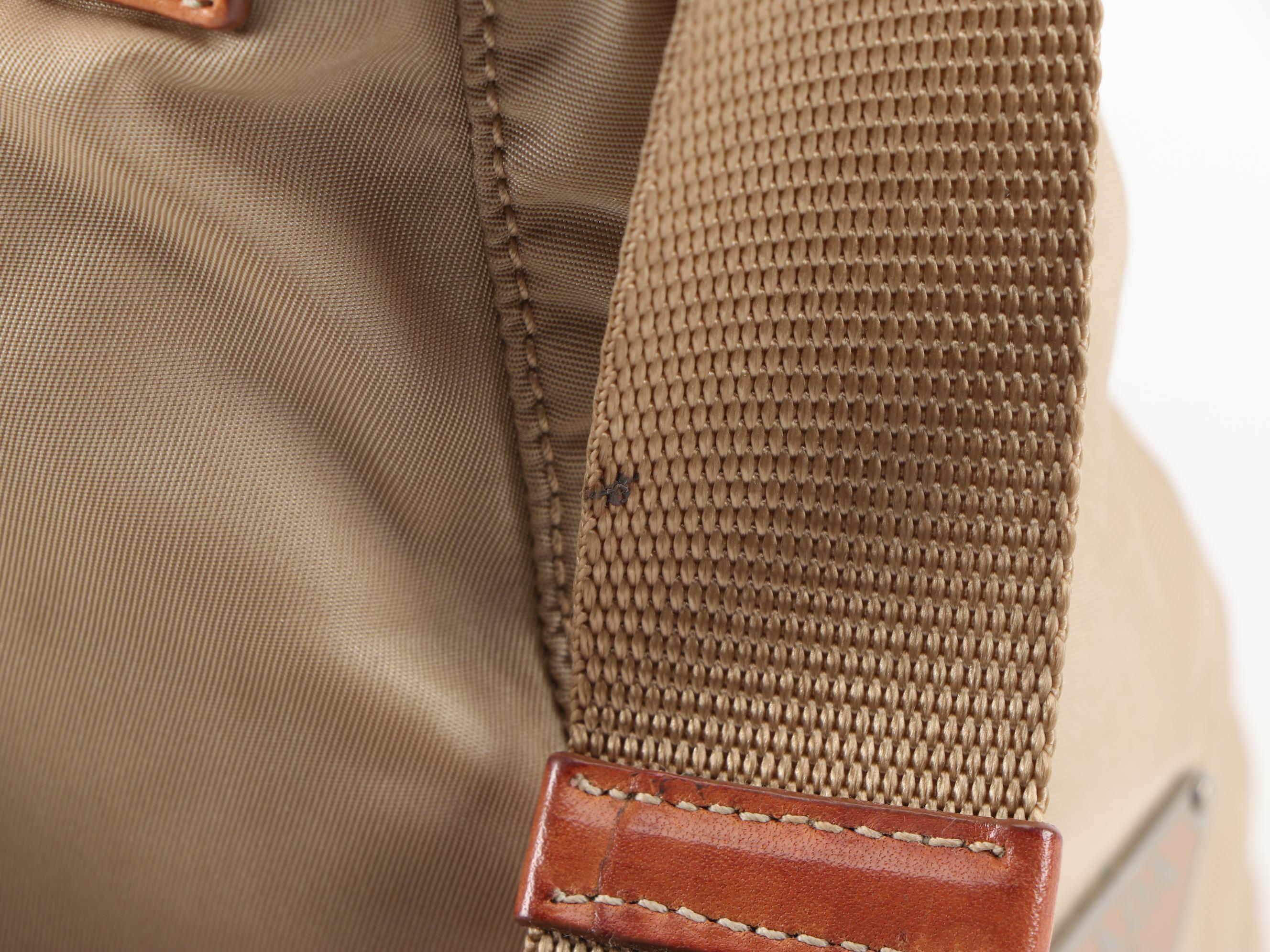 Prada Python Flap Crossbody Bag in Beige Tessuto Nylon and Tan Leather