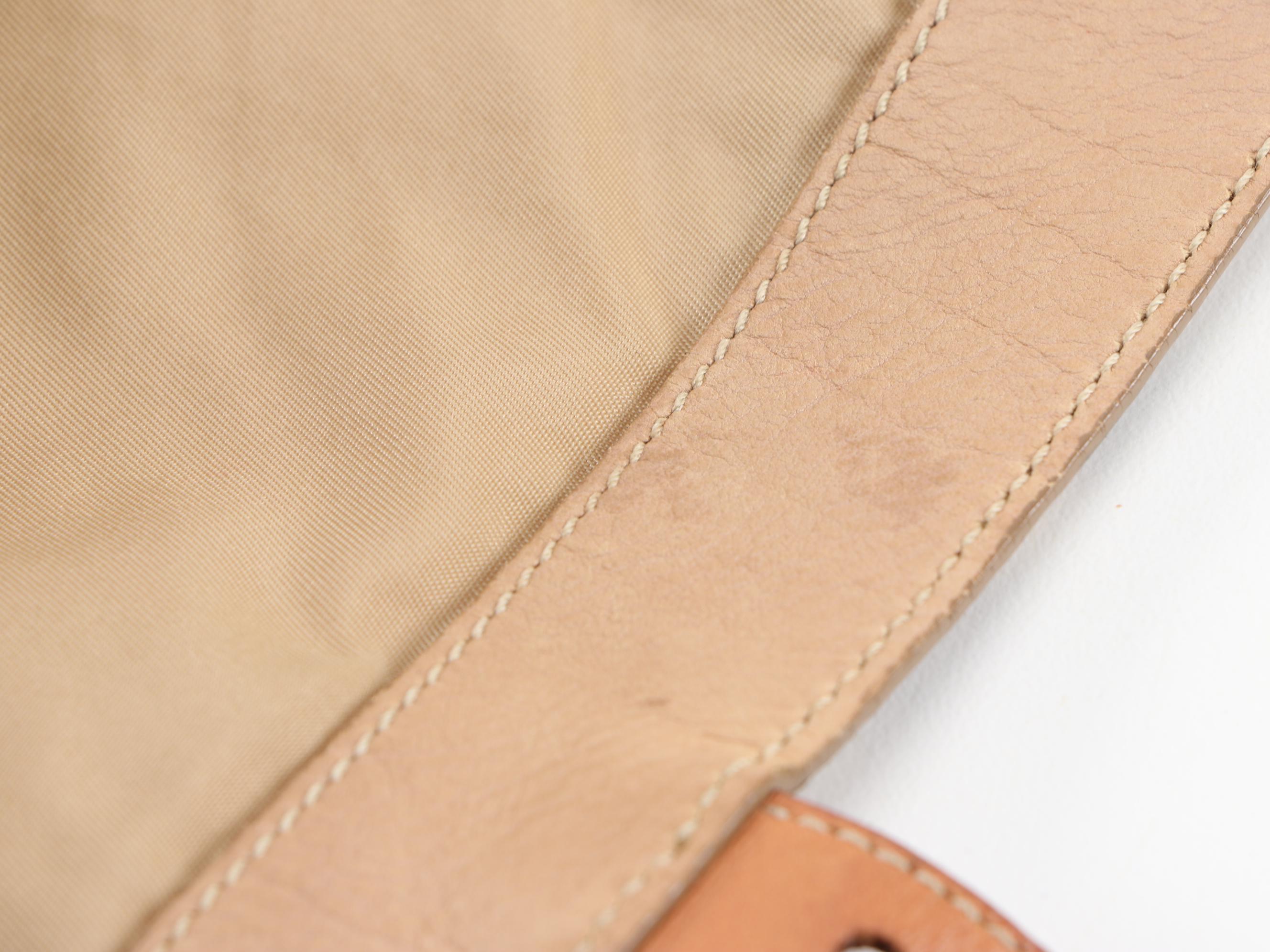 Prada Python Flap Crossbody Bag in Beige Tessuto Nylon and Tan Leather