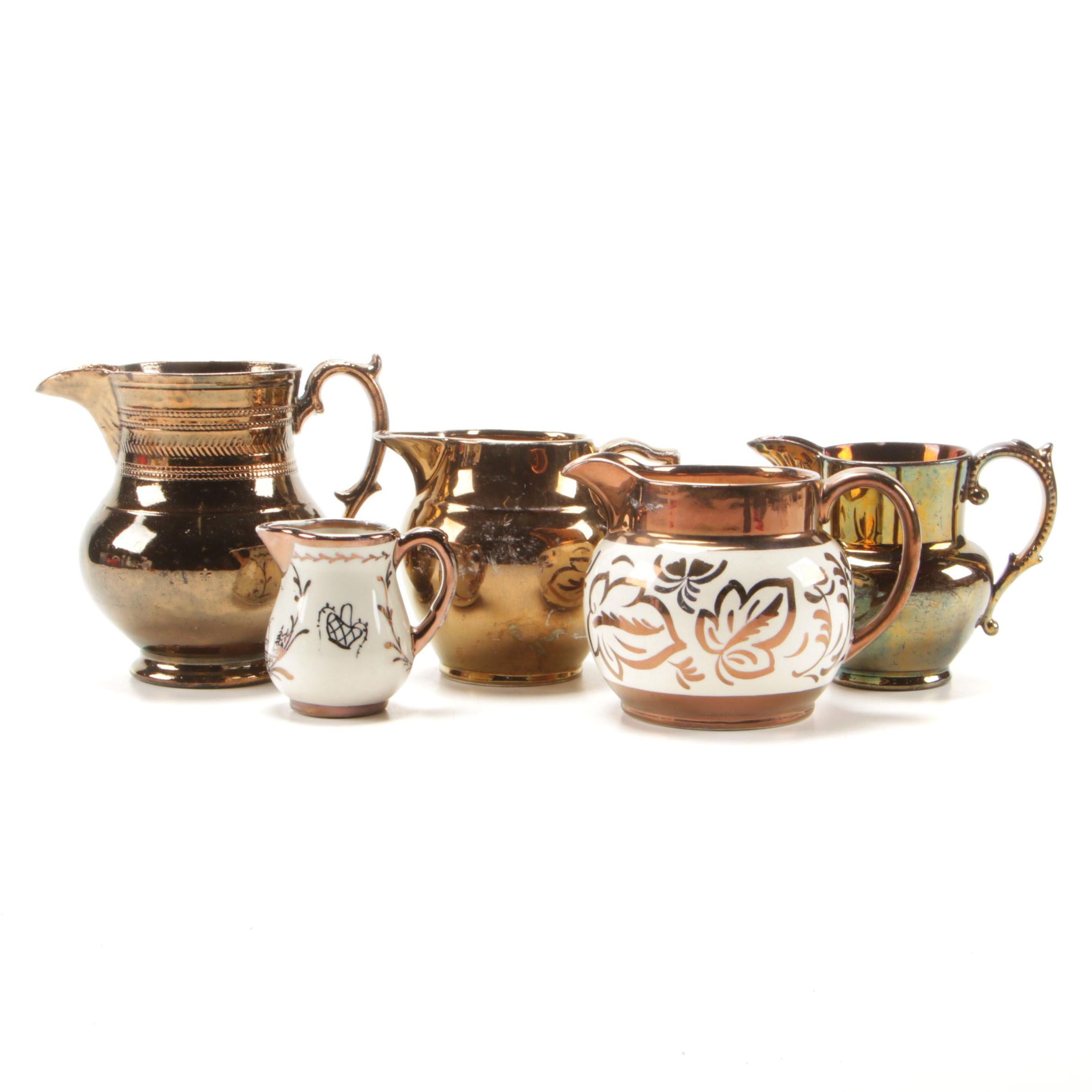 Wade Heath, Gray's Pottery and Other Copper Lusterware Pitchers