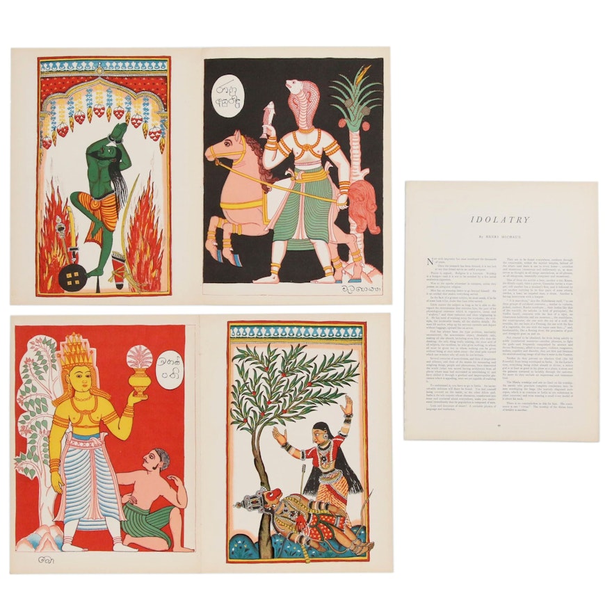 Color Lithographic Reproductions of Hindu Deities for "Verve", 1938