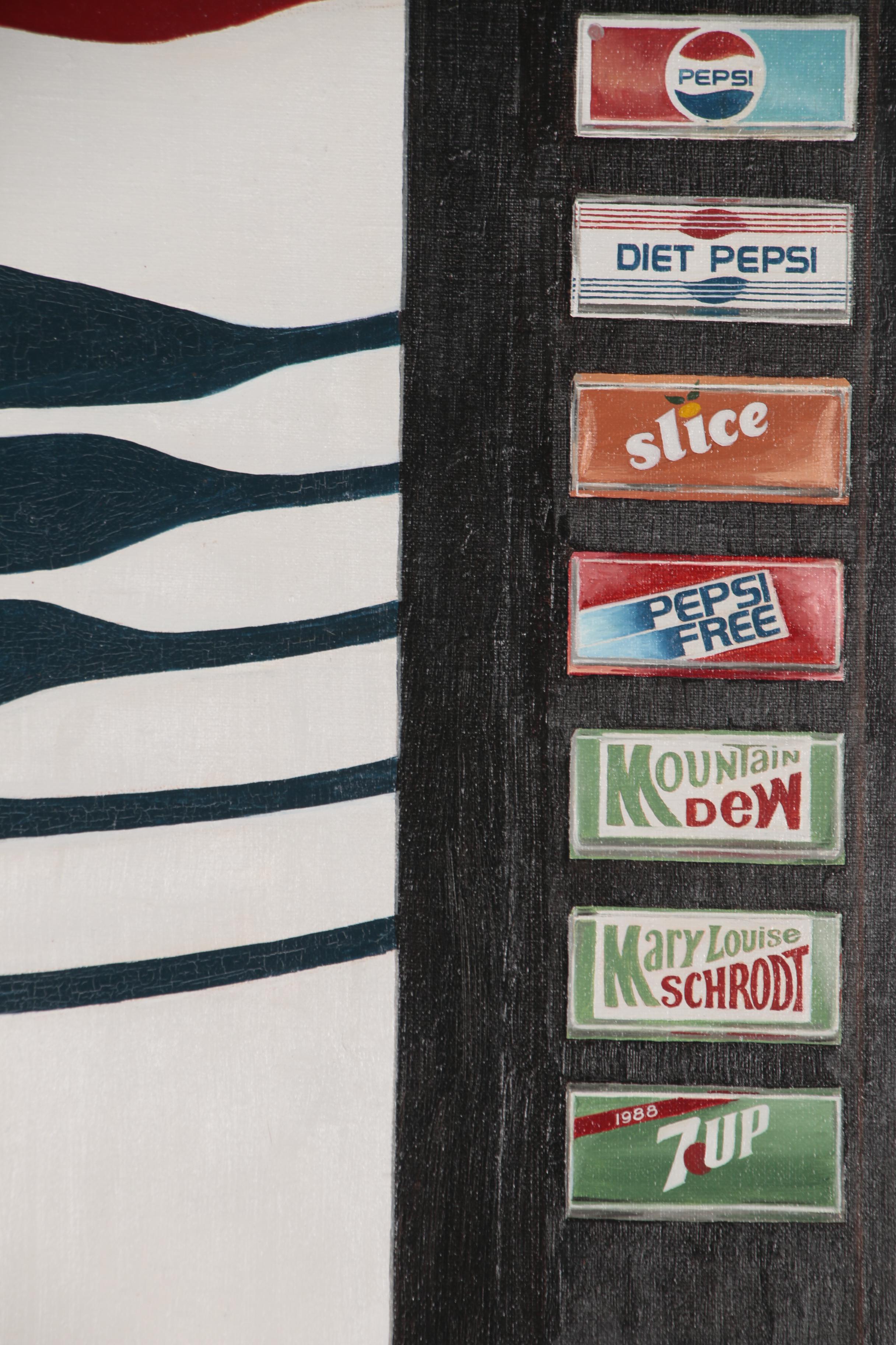 Mary Louise Schrodt Monumental Realist Oil Painting of Soda Machine "Pepsi"