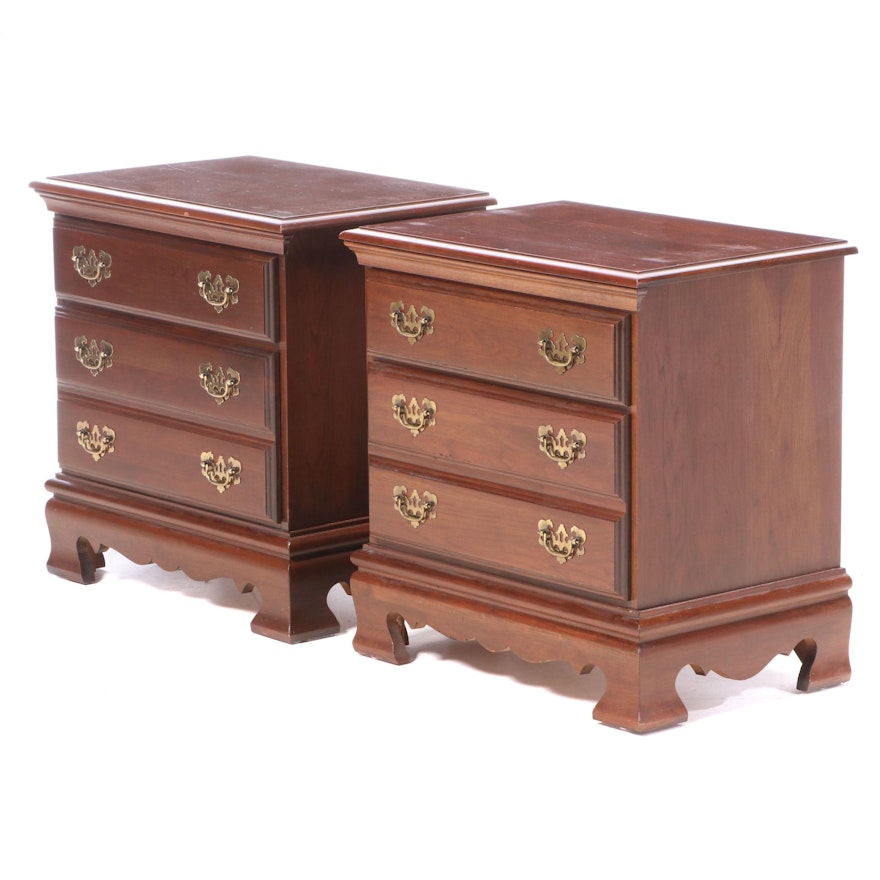 American Colonial Style Cherry Nightstands, Mid to Late 20th Century