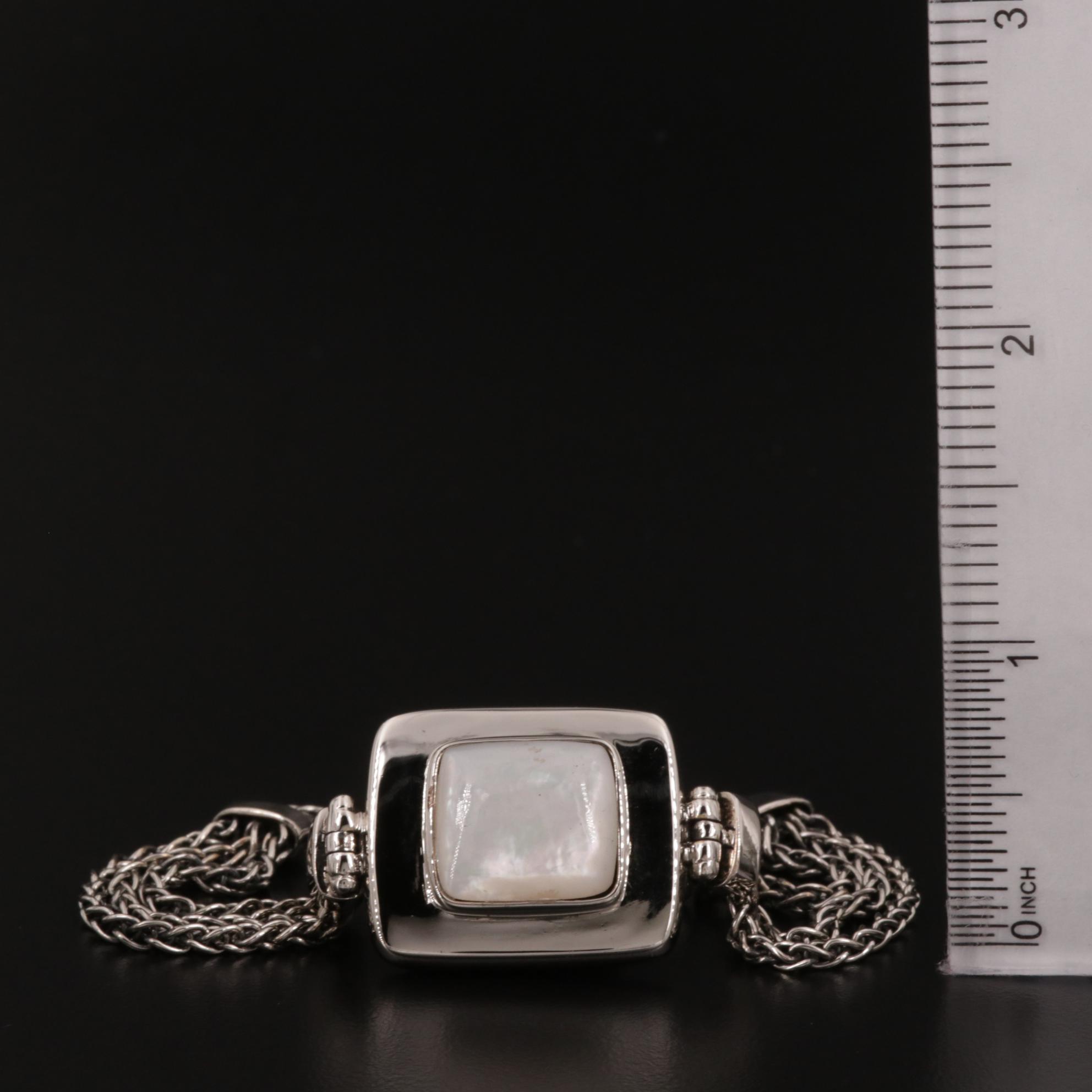 Sterling Silver Mother of Pearl Triple Strand Bracelet