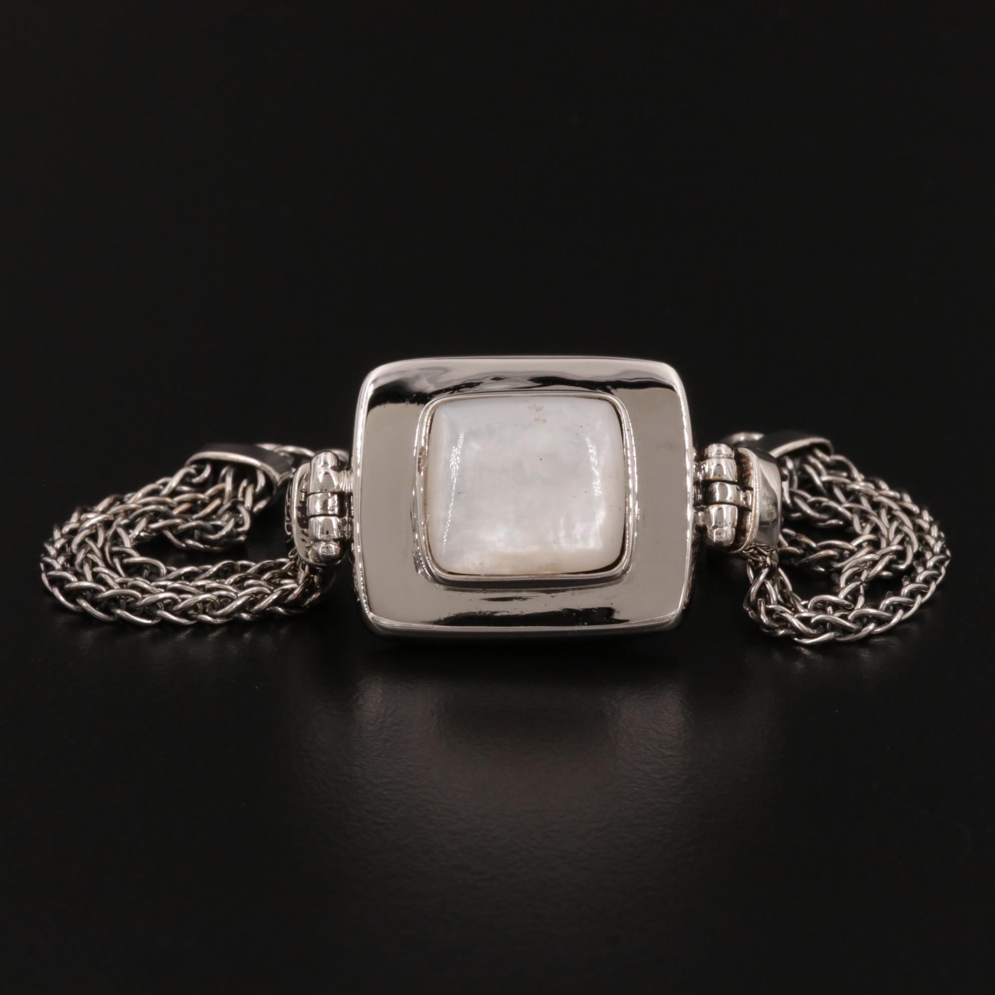 Sterling Silver Mother of Pearl Triple Strand Bracelet