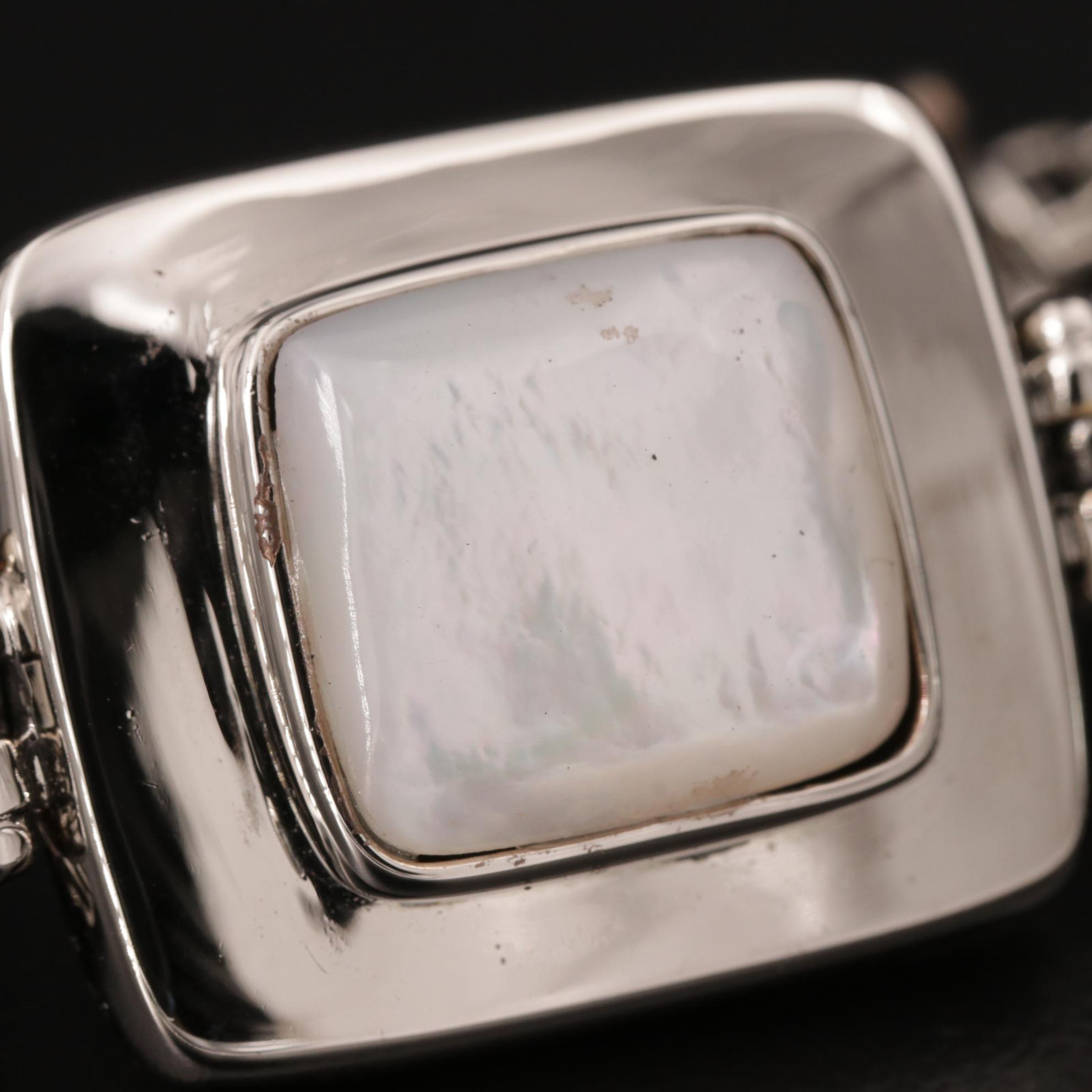 Sterling Silver Mother of Pearl Triple Strand Bracelet