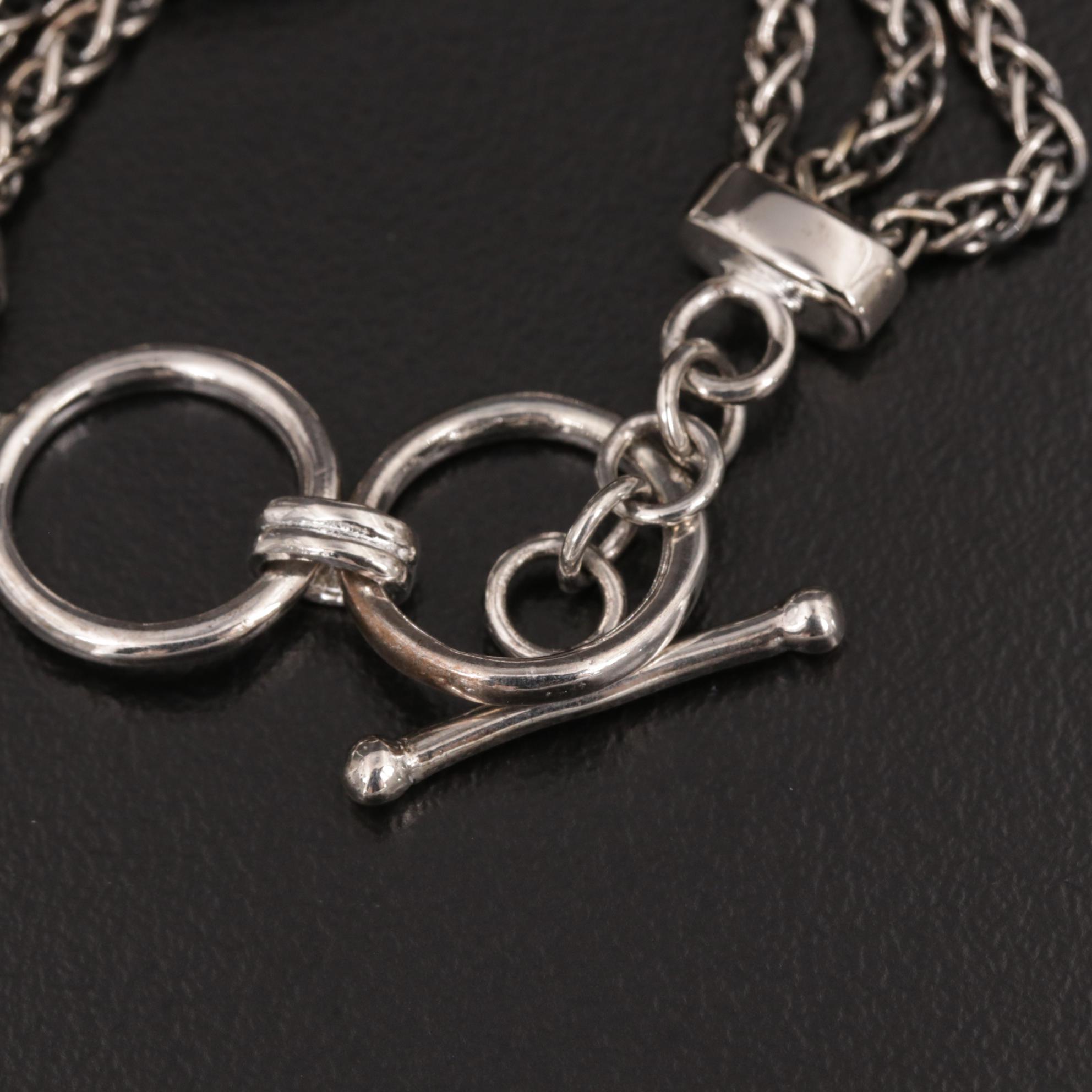 Sterling Silver Mother of Pearl Triple Strand Bracelet