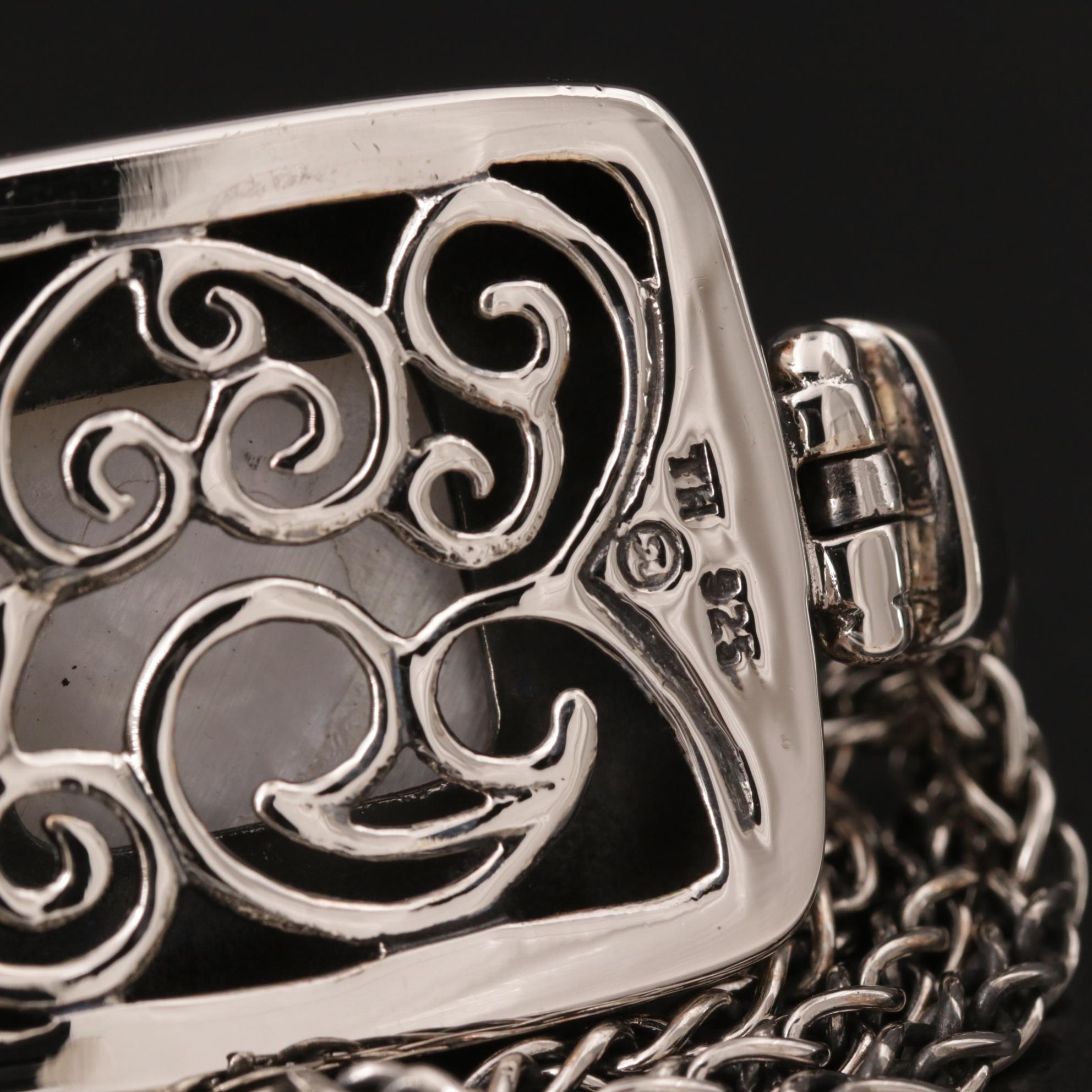 Sterling Silver Mother of Pearl Triple Strand Bracelet