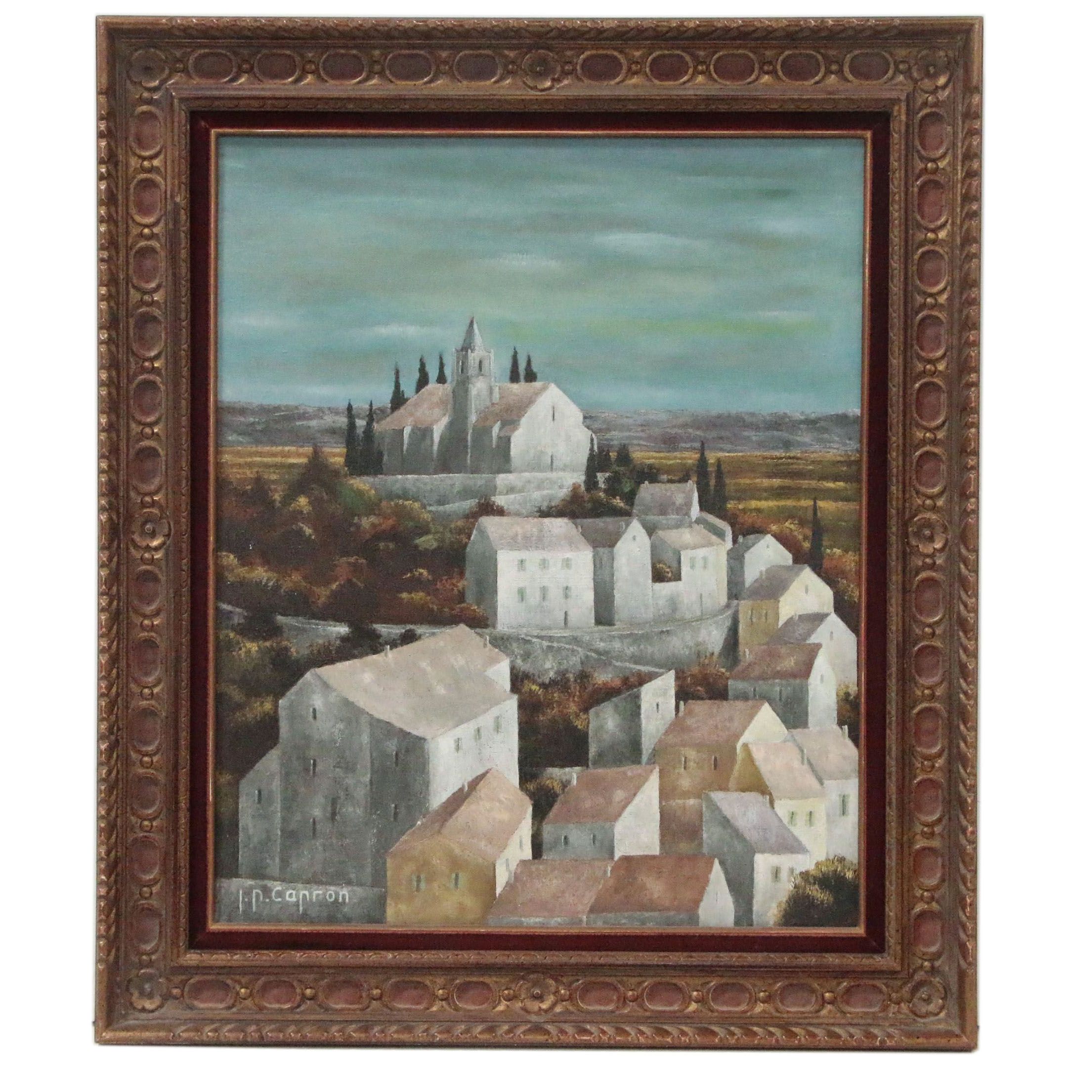 Jean-Pierre Capron Oil Painting of Village Scene