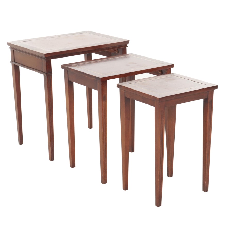 Directoire Style Leatherette Inlay Nesting Tables