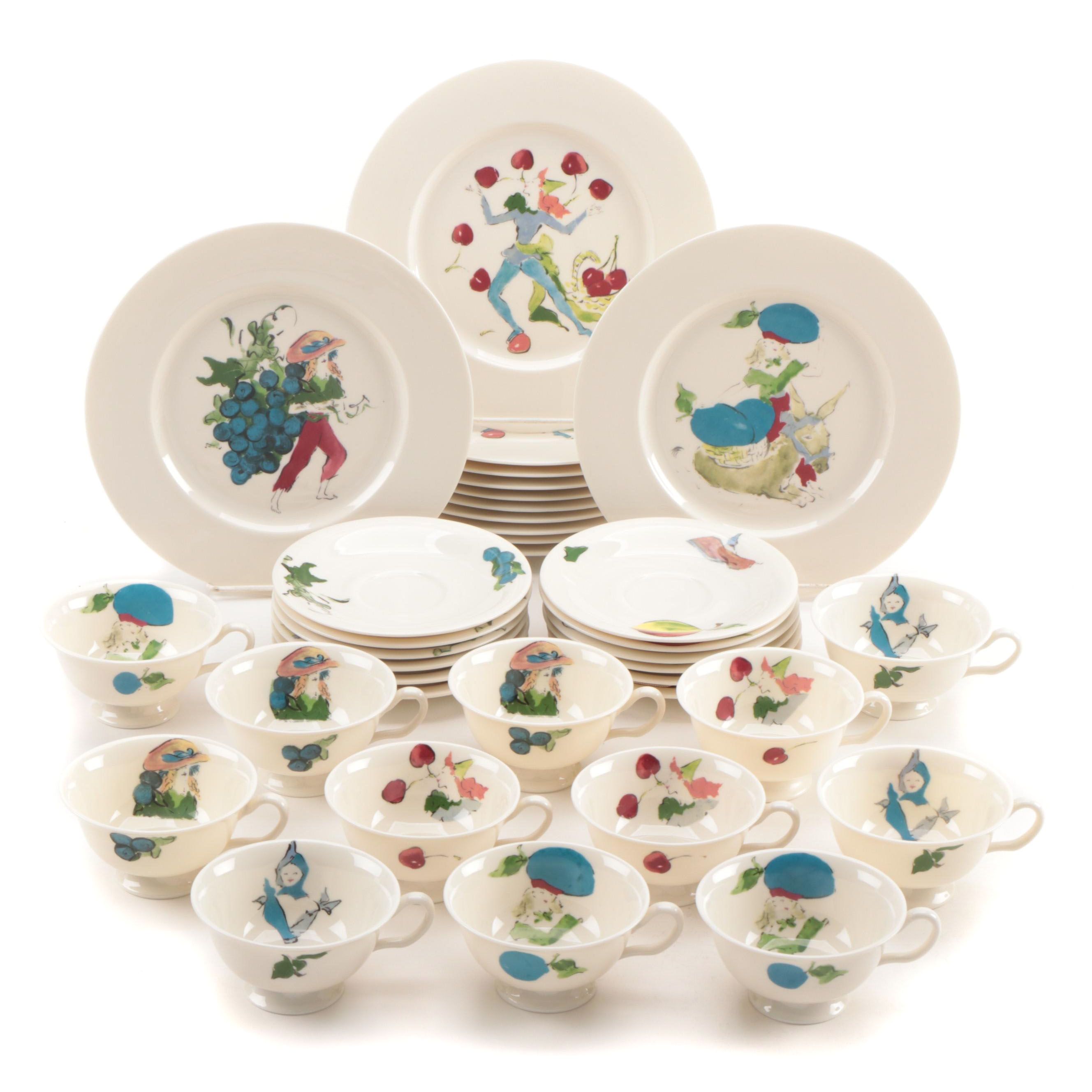 Castleton "Harvest" Luncheon Plates, Teacups, and Saucers