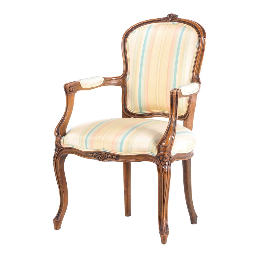 Louis XV Style Upholstered Beech Armchair, Mid to Late 20th Century