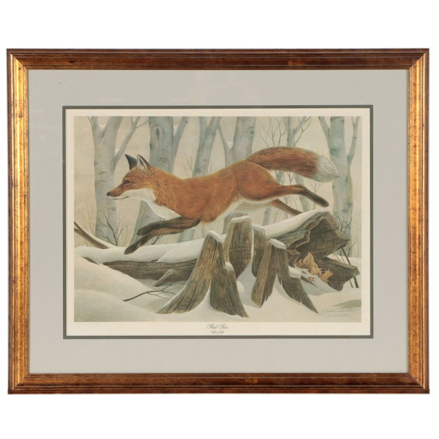 John A. Ruthven Offset Lithograph "Red Fox", Late 20th Century