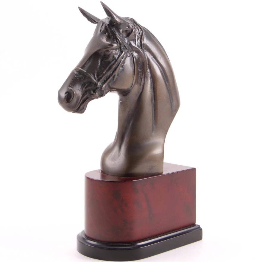 Bronze Tone Horse Bust Bookend