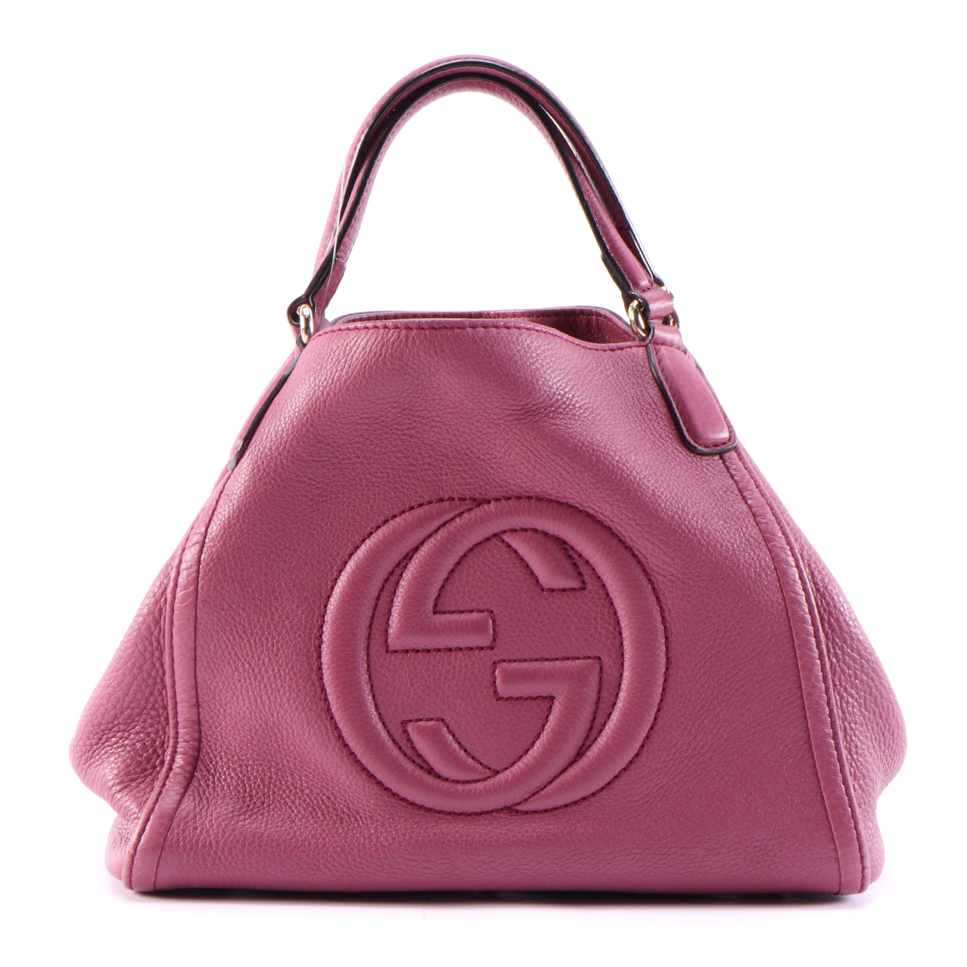 Gucci Soho Small Tote Bag in Mauve Purple Pebbled Leather