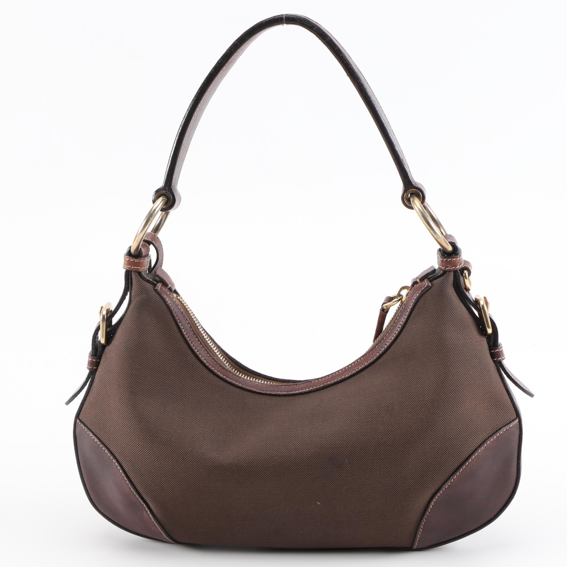 Prada Hobo Bag in Brown Canapa Canvas and Leather