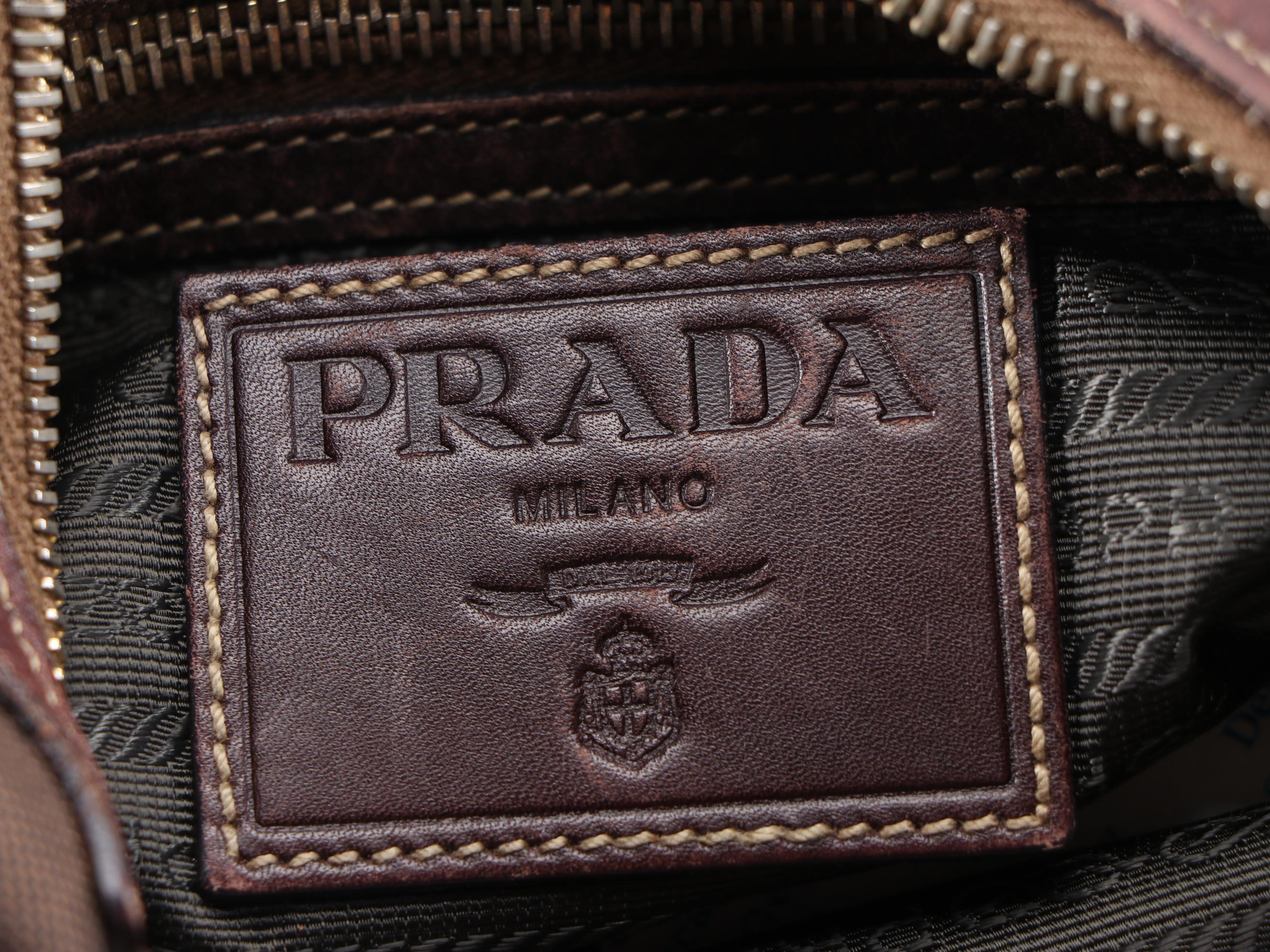 Prada Hobo Bag in Brown Canapa Canvas and Leather