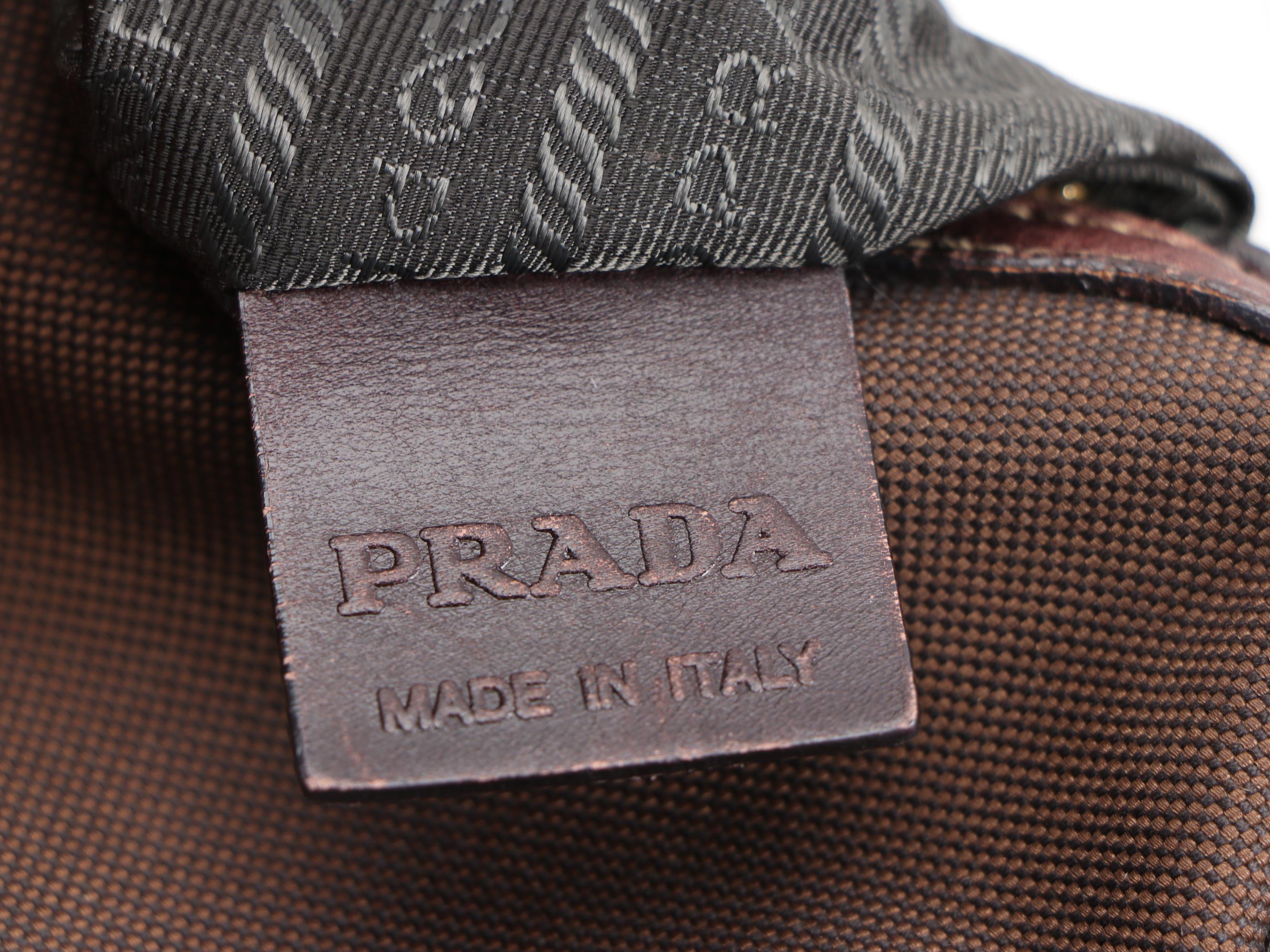 Prada Hobo Bag in Brown Canapa Canvas and Leather