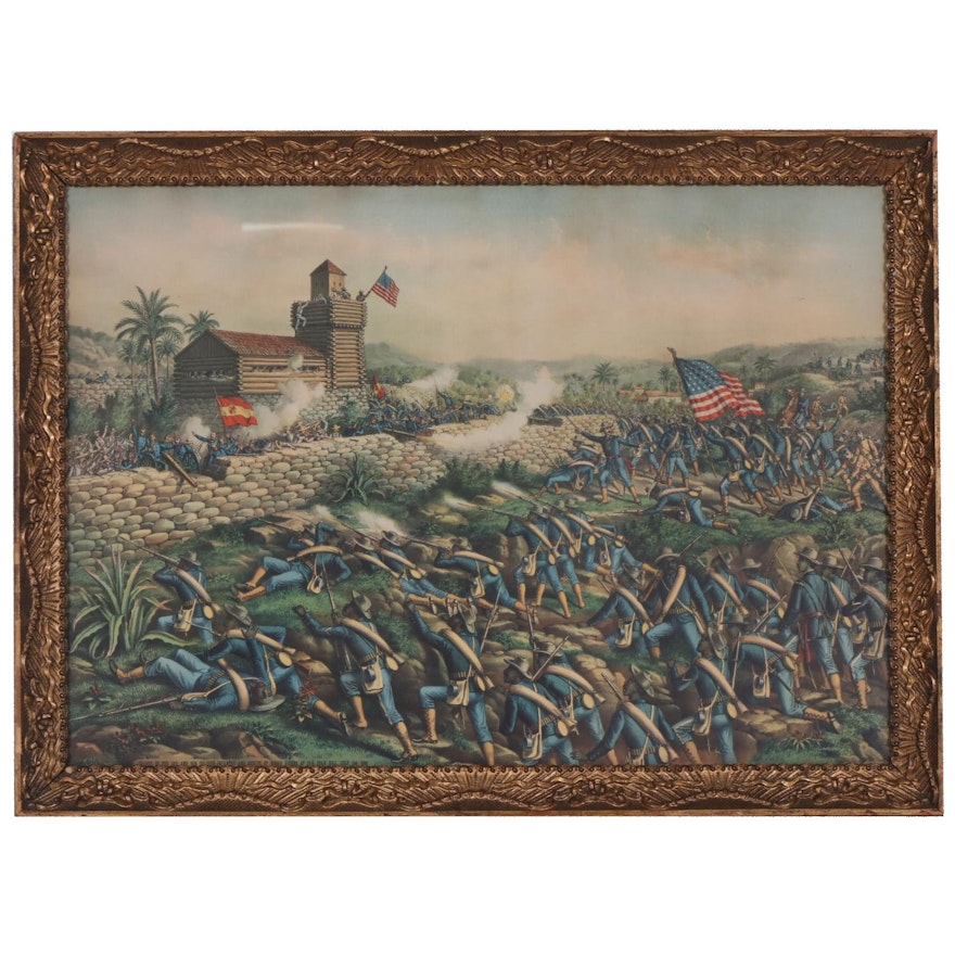 Kurz & Allison Chromolithograph "Charge of the 24th and 25th Colored Infantry"