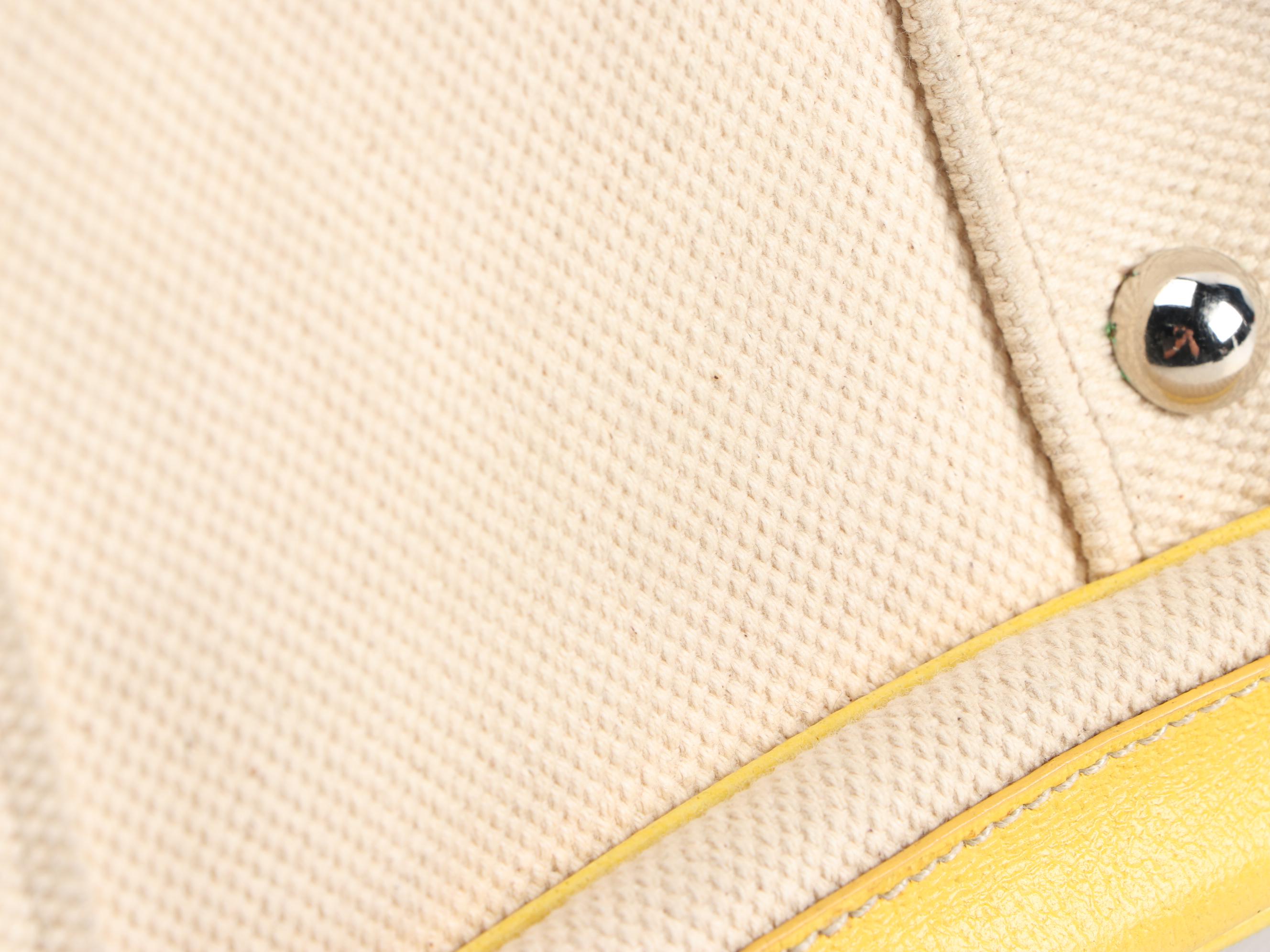 Prada Shoulder Bag in Canapa Canvas and Yellow Cinghial Leather