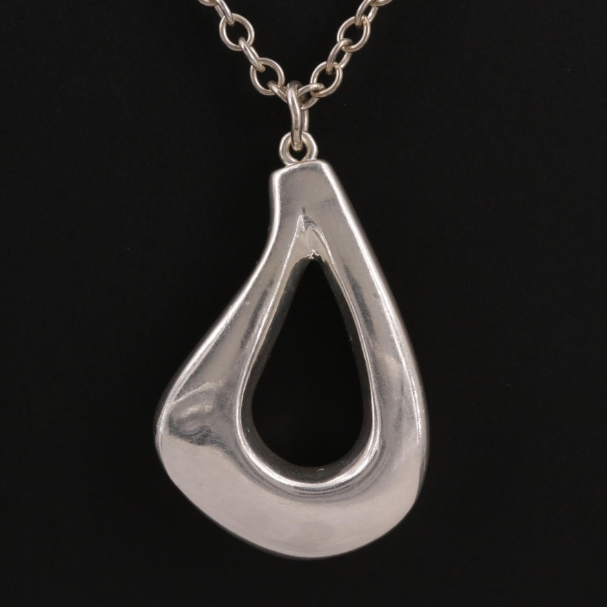 Sterling Silver Tear Drop Pendant Necklace