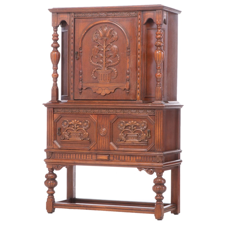 Jacobean Style Oak Buffet, Early to Mid 20th Century