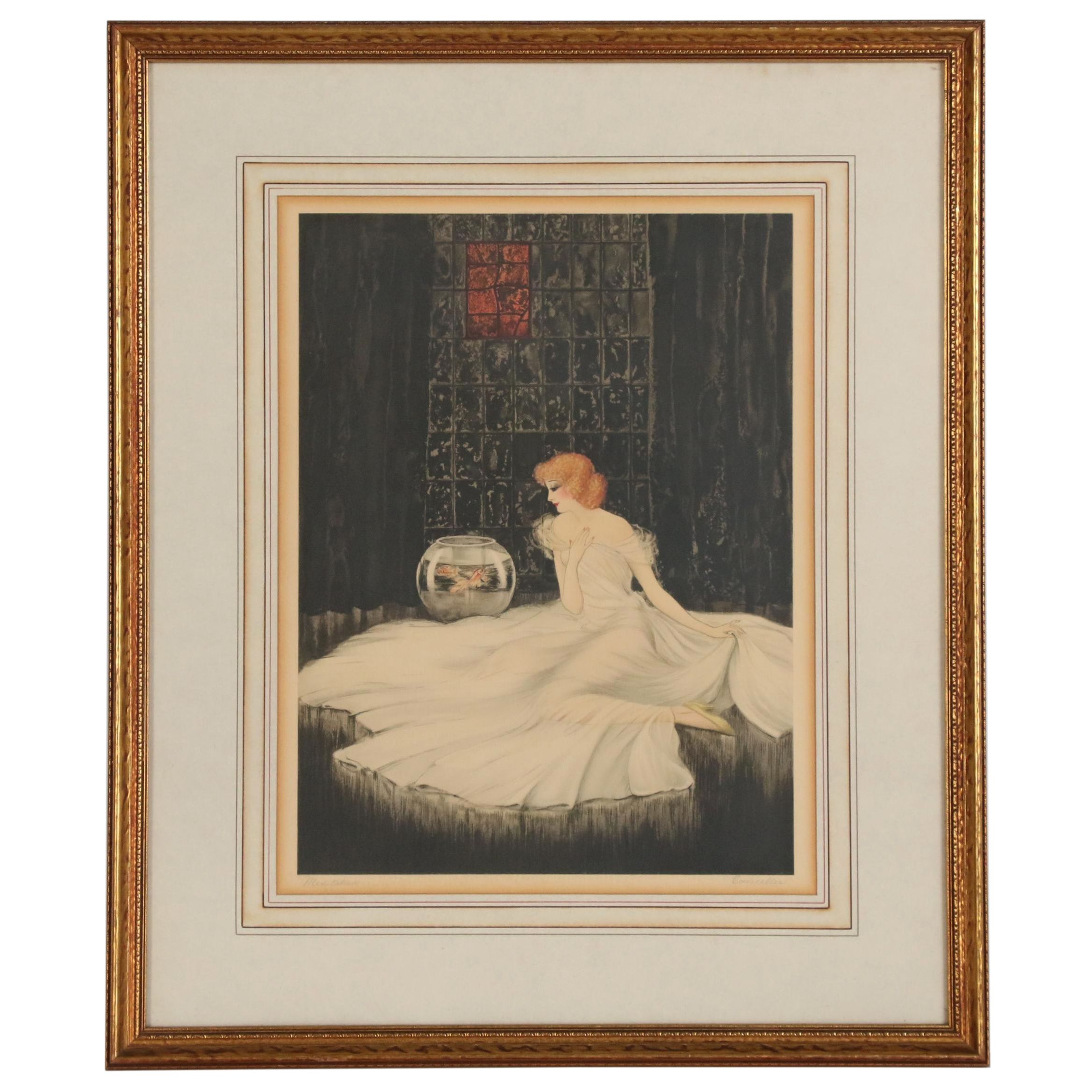 Offset Lithograph after Courcelles "Meditation"