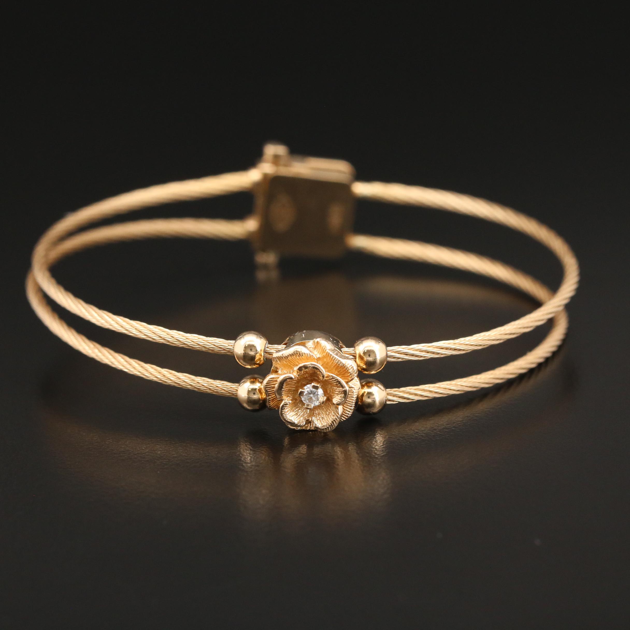 Richard Glatter 14K Gold Diamond Slide Charm Bracelet