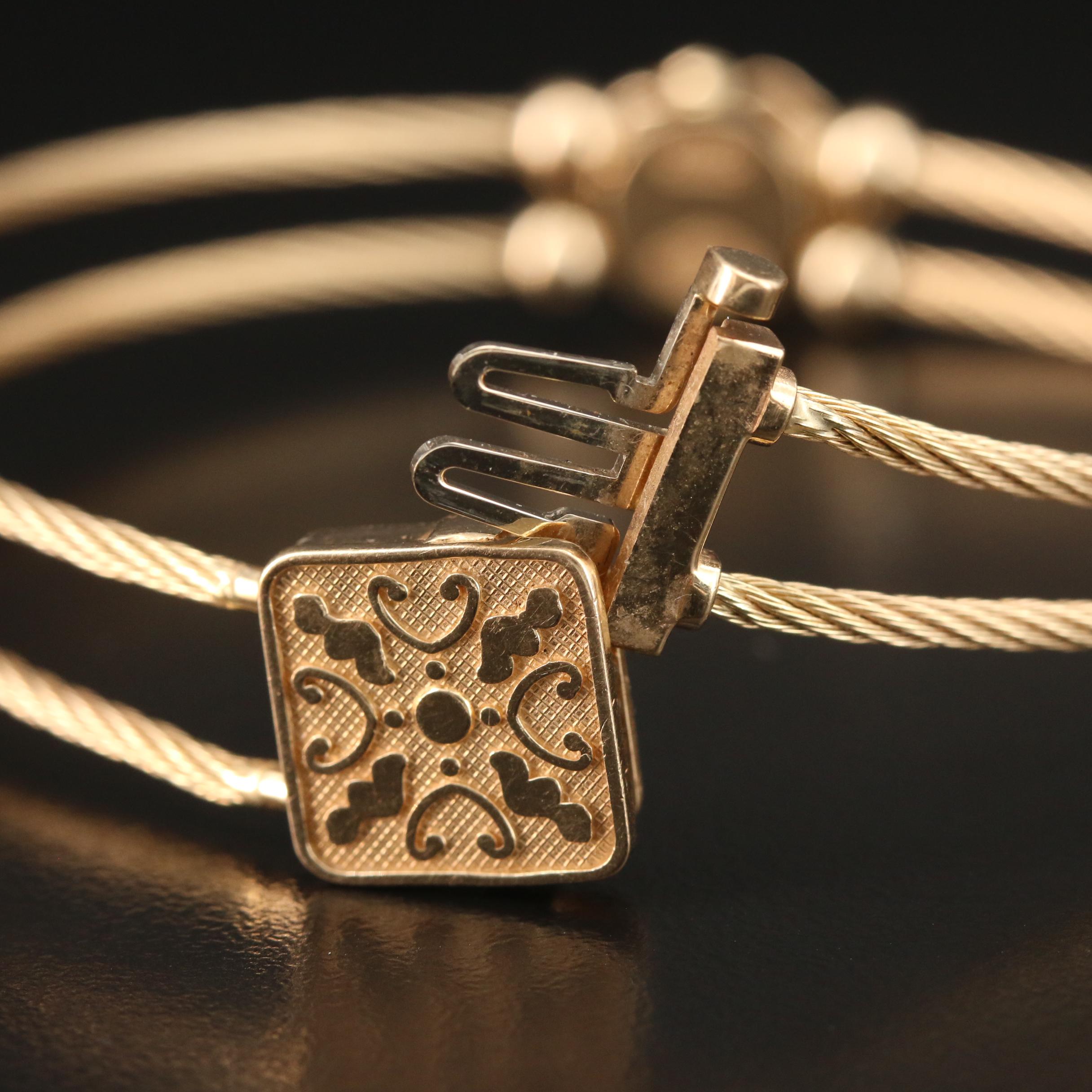 Richard Glatter 14K Gold Diamond Slide Charm Bracelet