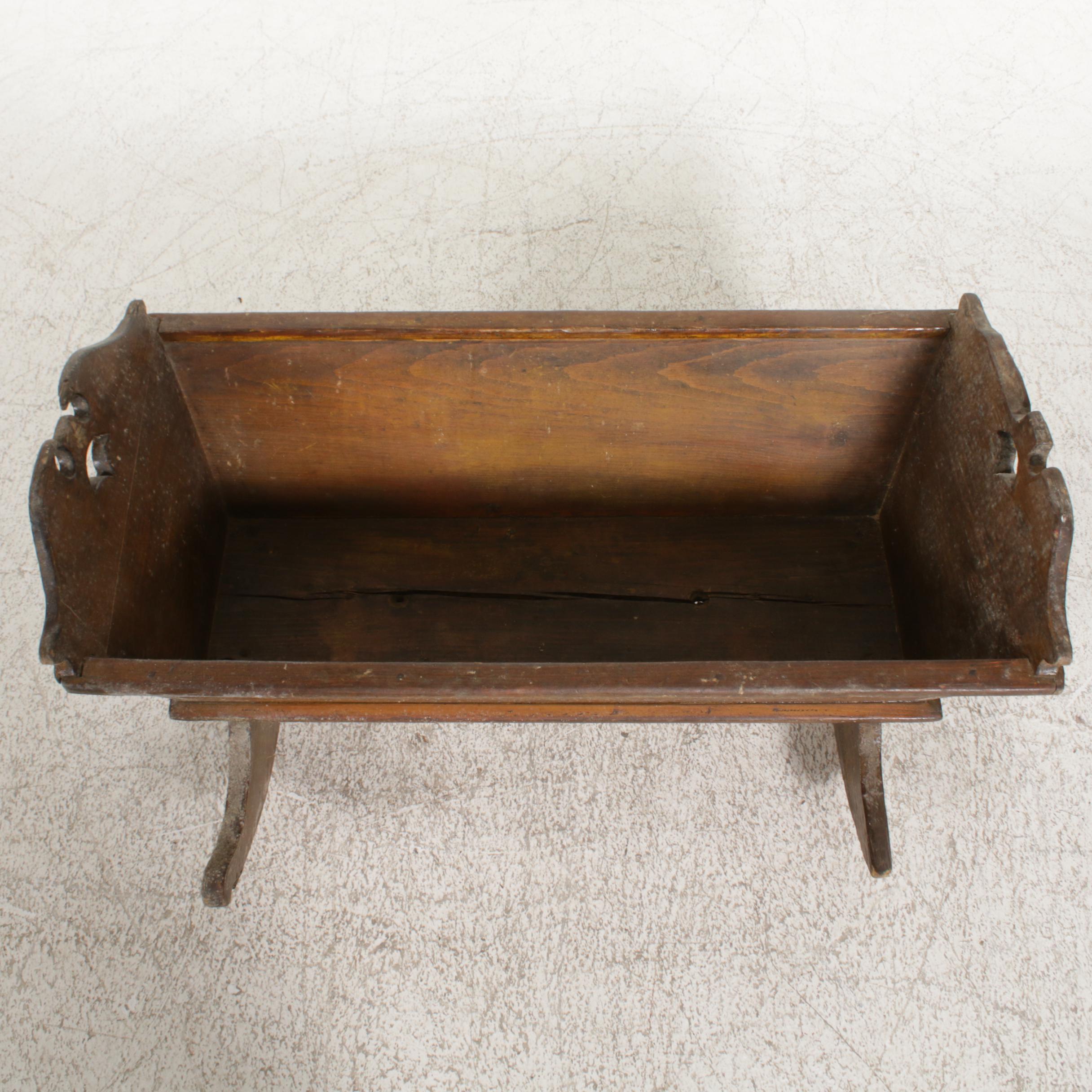 American Primitive Pine Baby Cradle, 19th Century