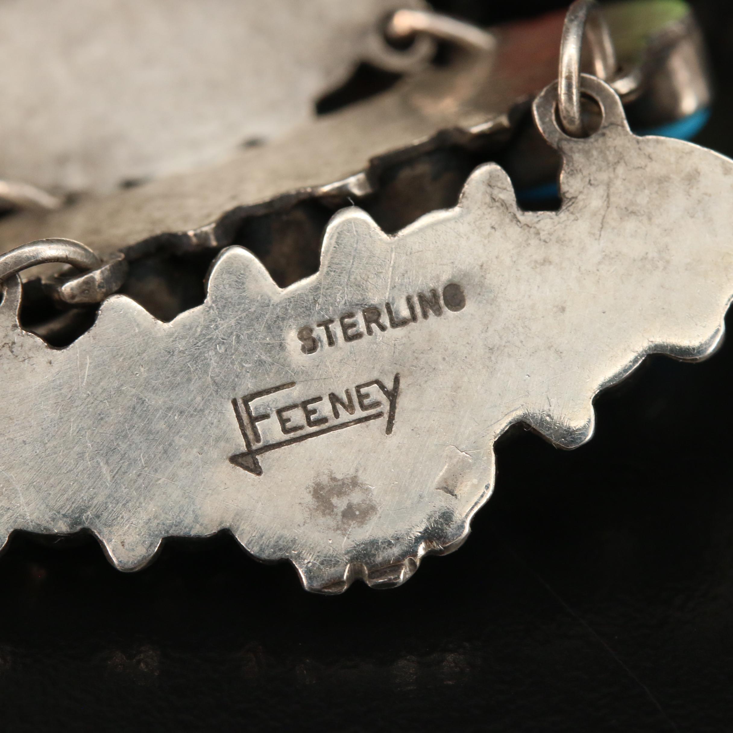 Leo Feeney Southwestern Style Sterling Silver Spiny Oyster and Gemstone Earrings