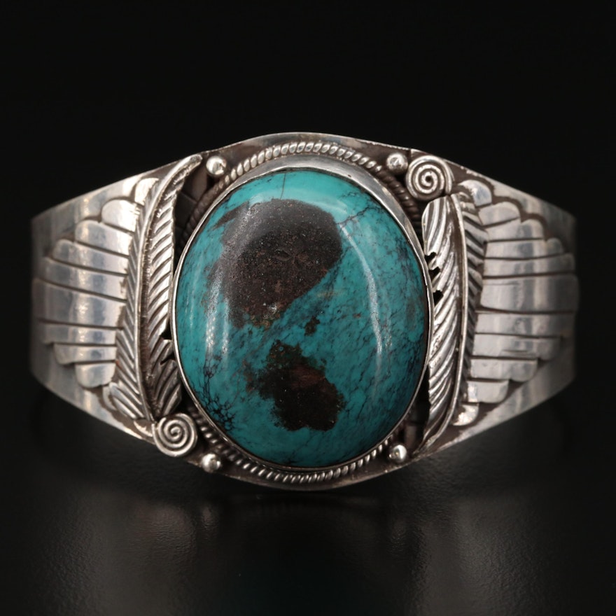 Southwestern Style Sterling Silver Turquoise Cuff